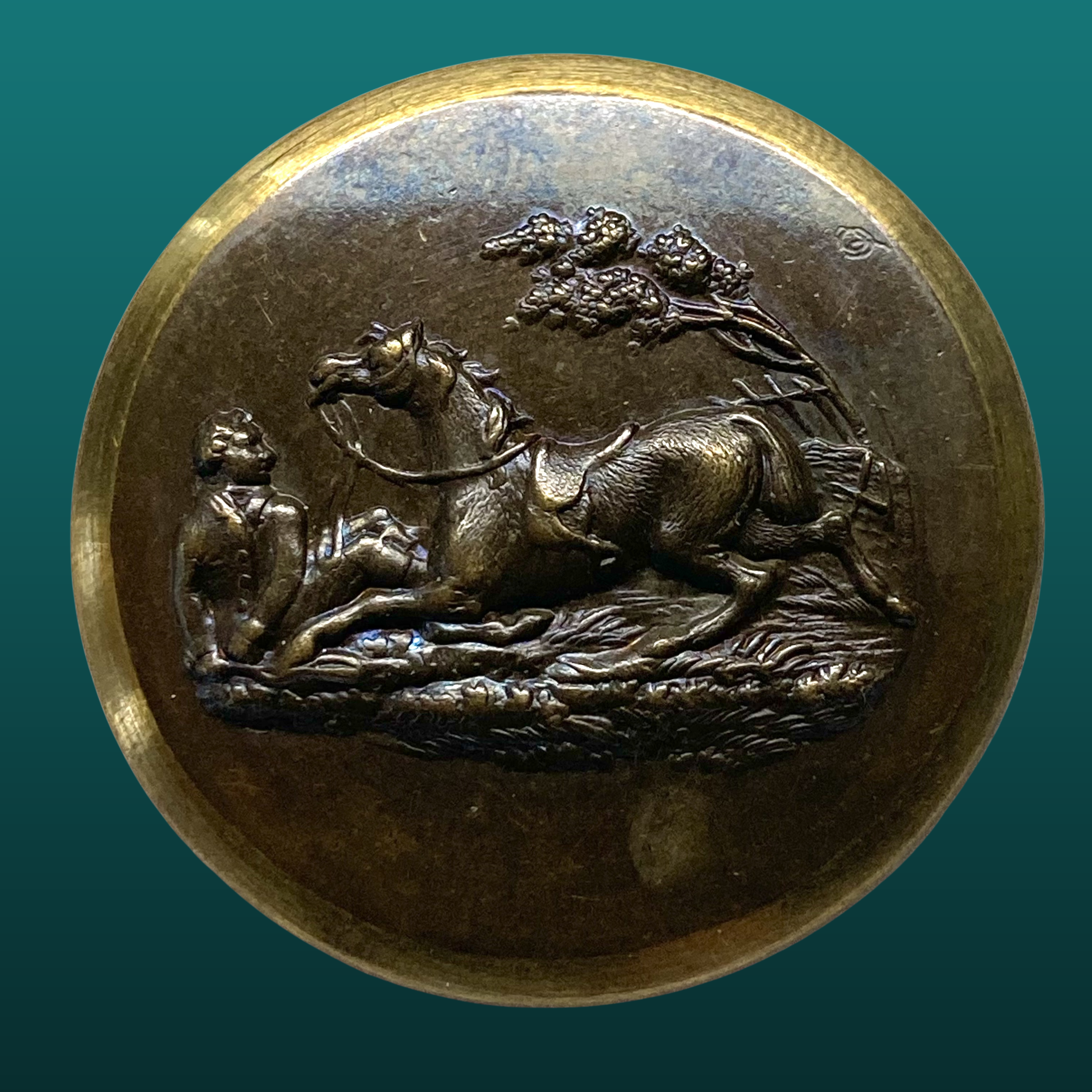 Whoopsee! Medium 19th Century Sporting Buttons with Fallen Hunter & Horse