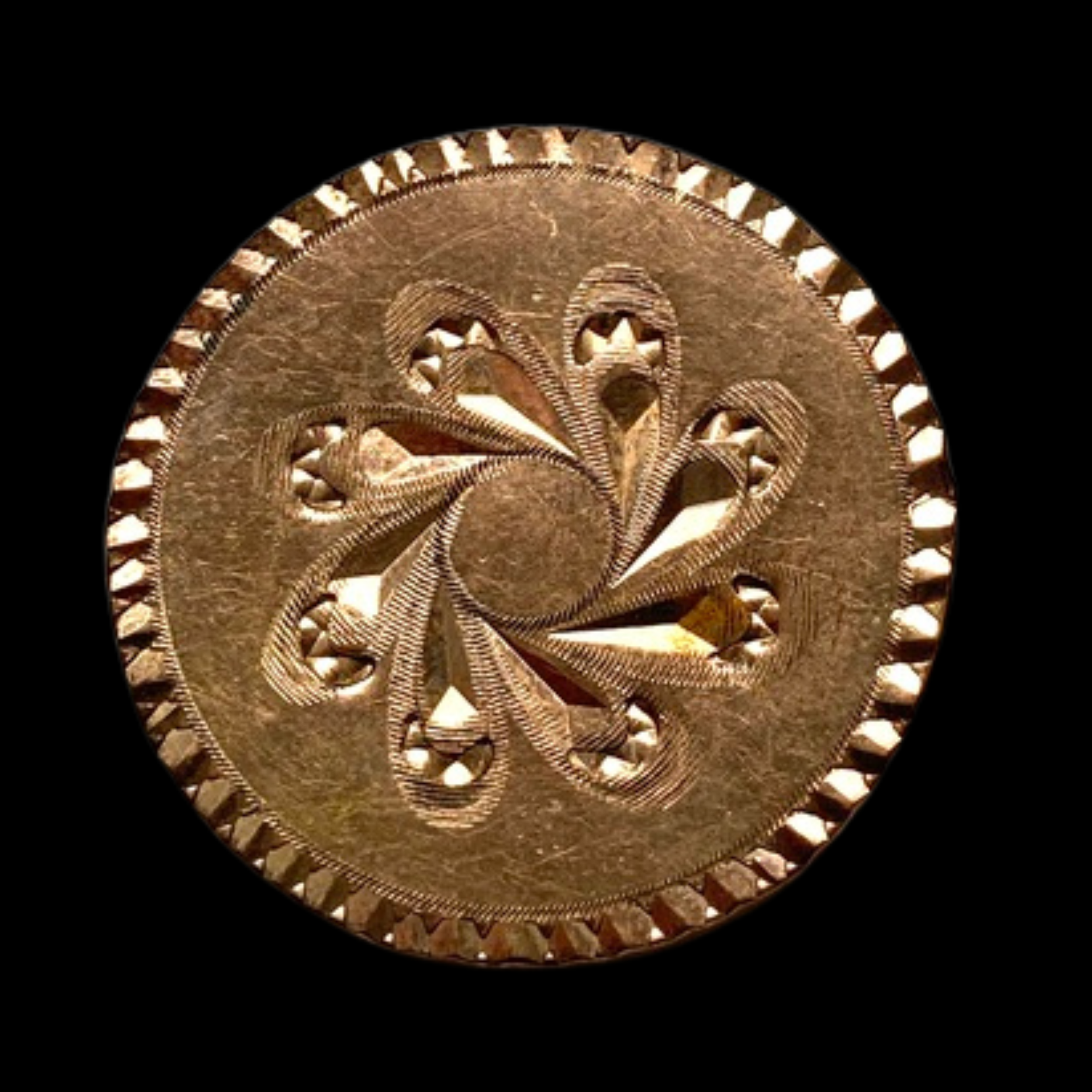 Lg Medium Engraved Copper 'Colonial' Button
