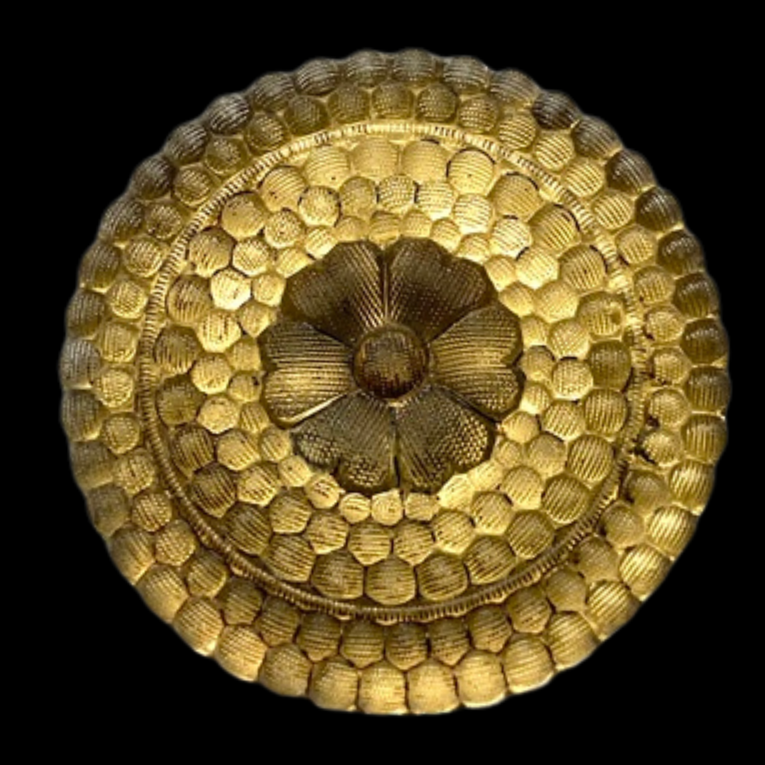 Large 19th Century Lacy Glass Button with Floral