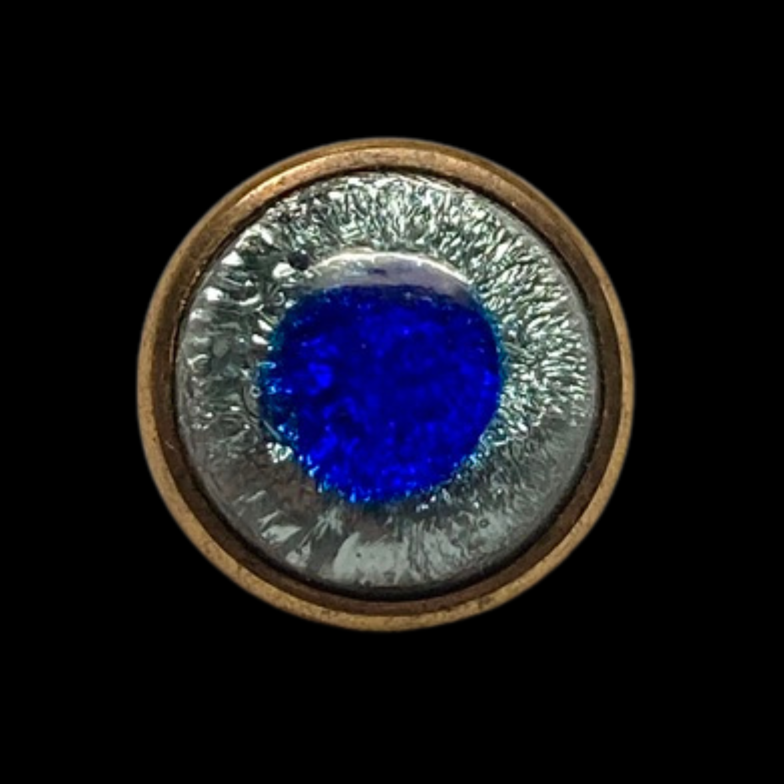 Small Victorian Era Peacock Eye Like Design Under Glass Button