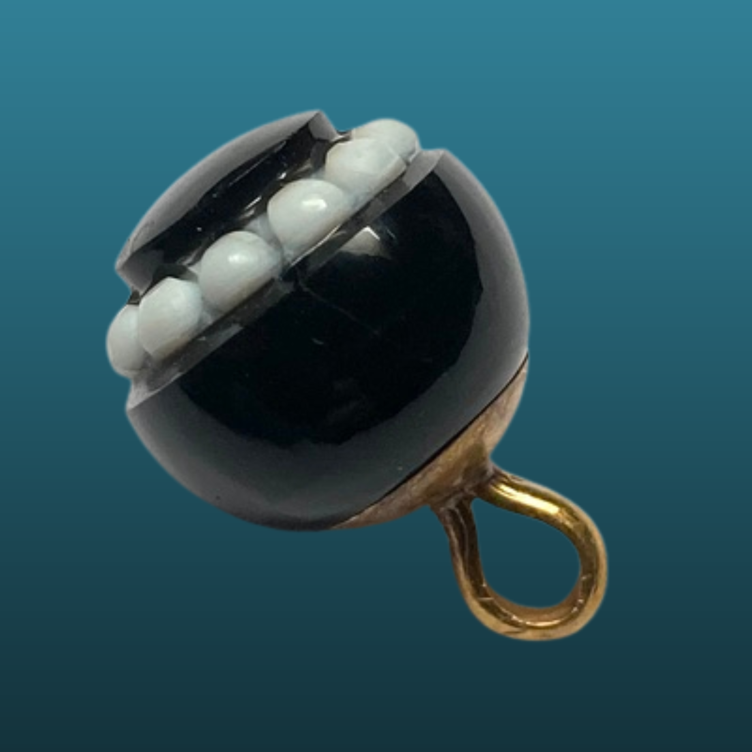 Small and Unique 19th Century Black & White Glass Ball Button