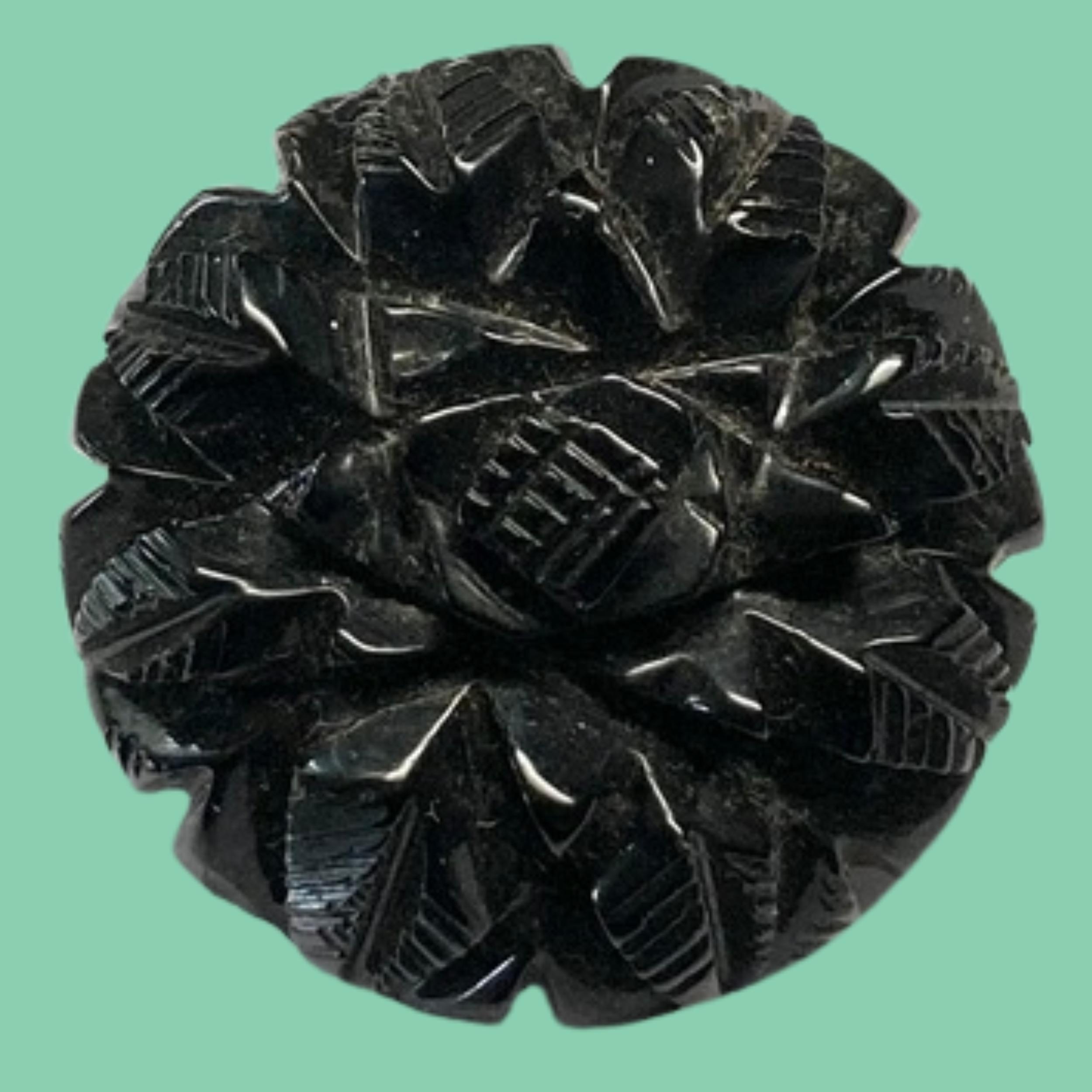 Medium Antique 100% Carved True Jet Button