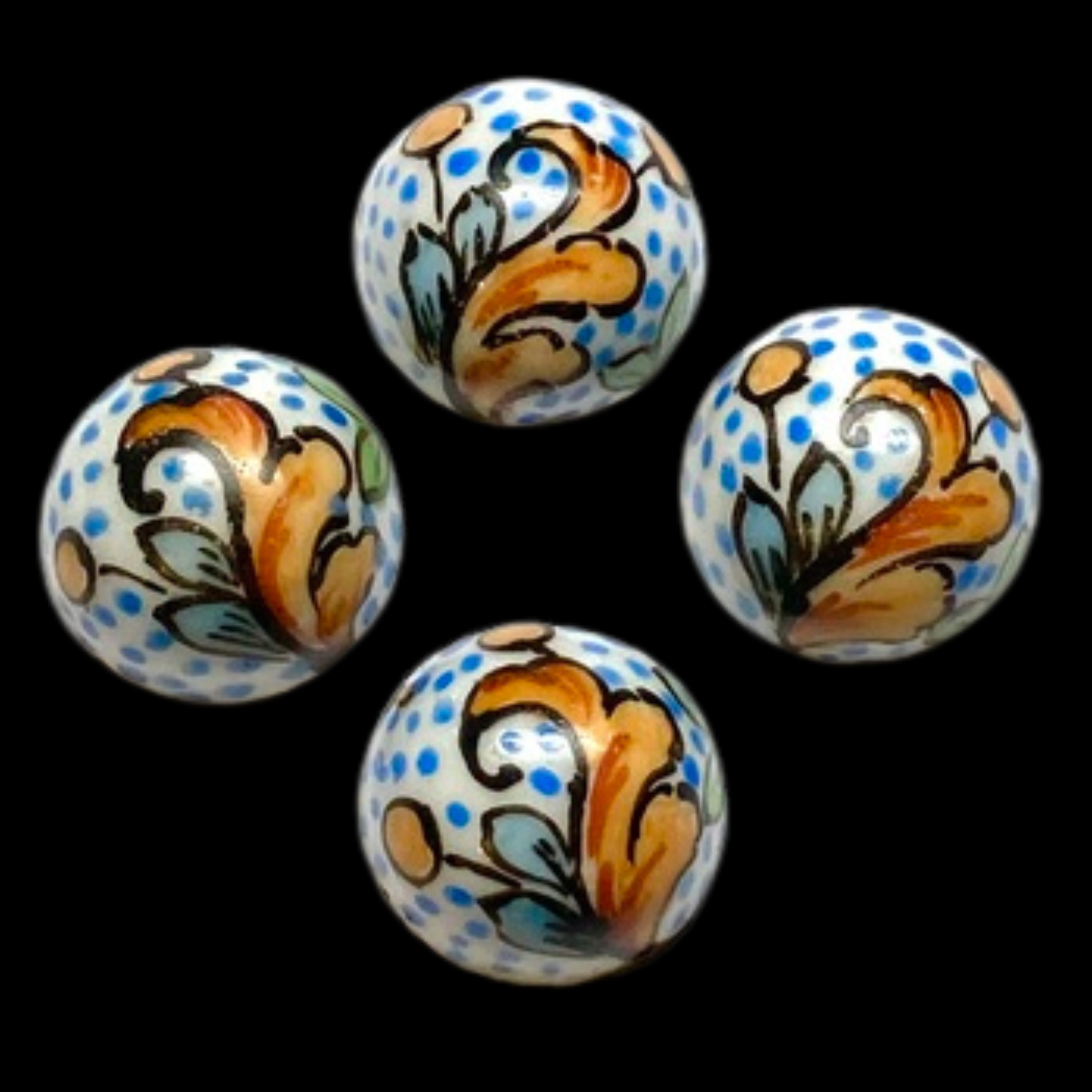 Small Unique Domed Hand Painted Ceramic Buttons