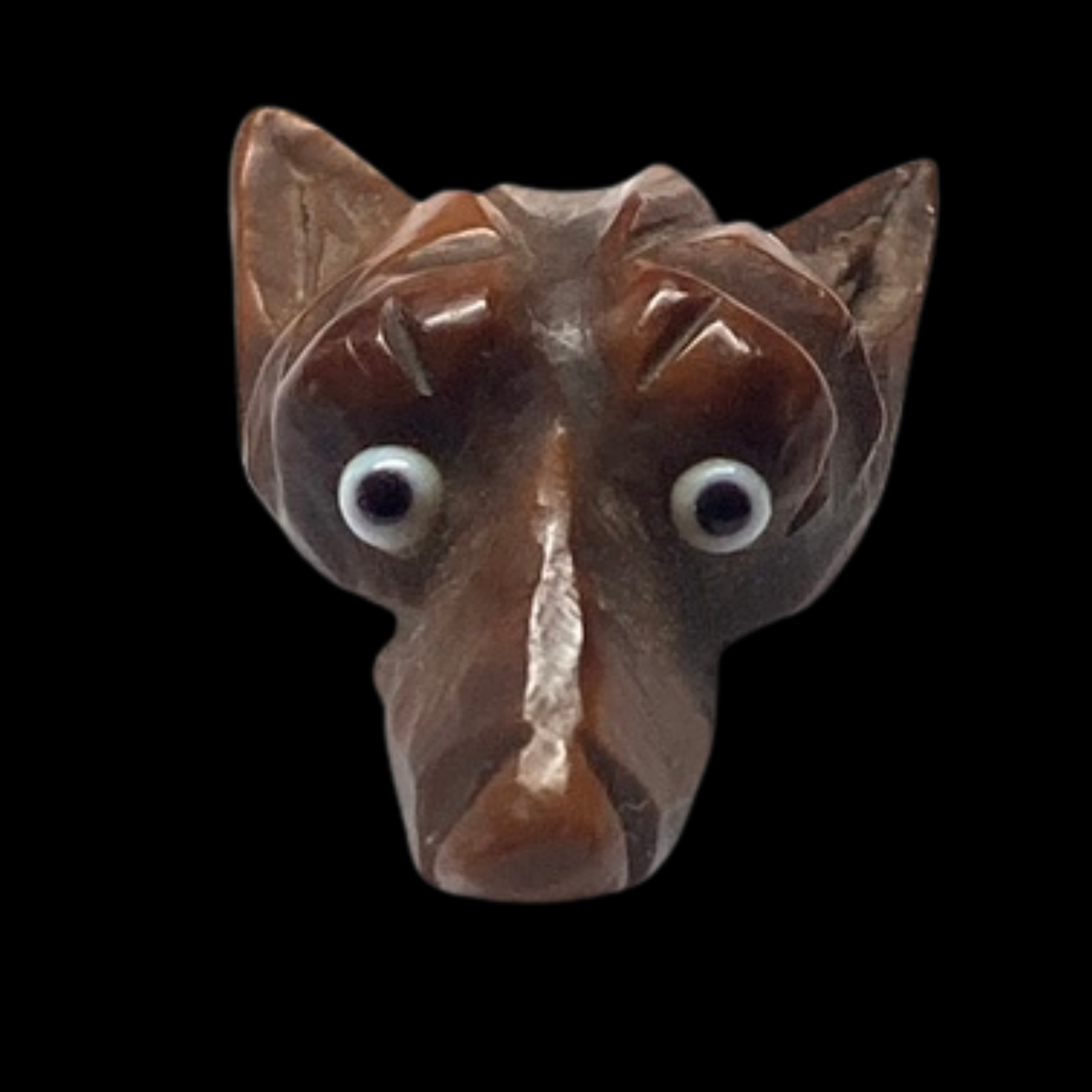 Medium Antique Hand Carved Hard Wood Fox with Glass Eyes