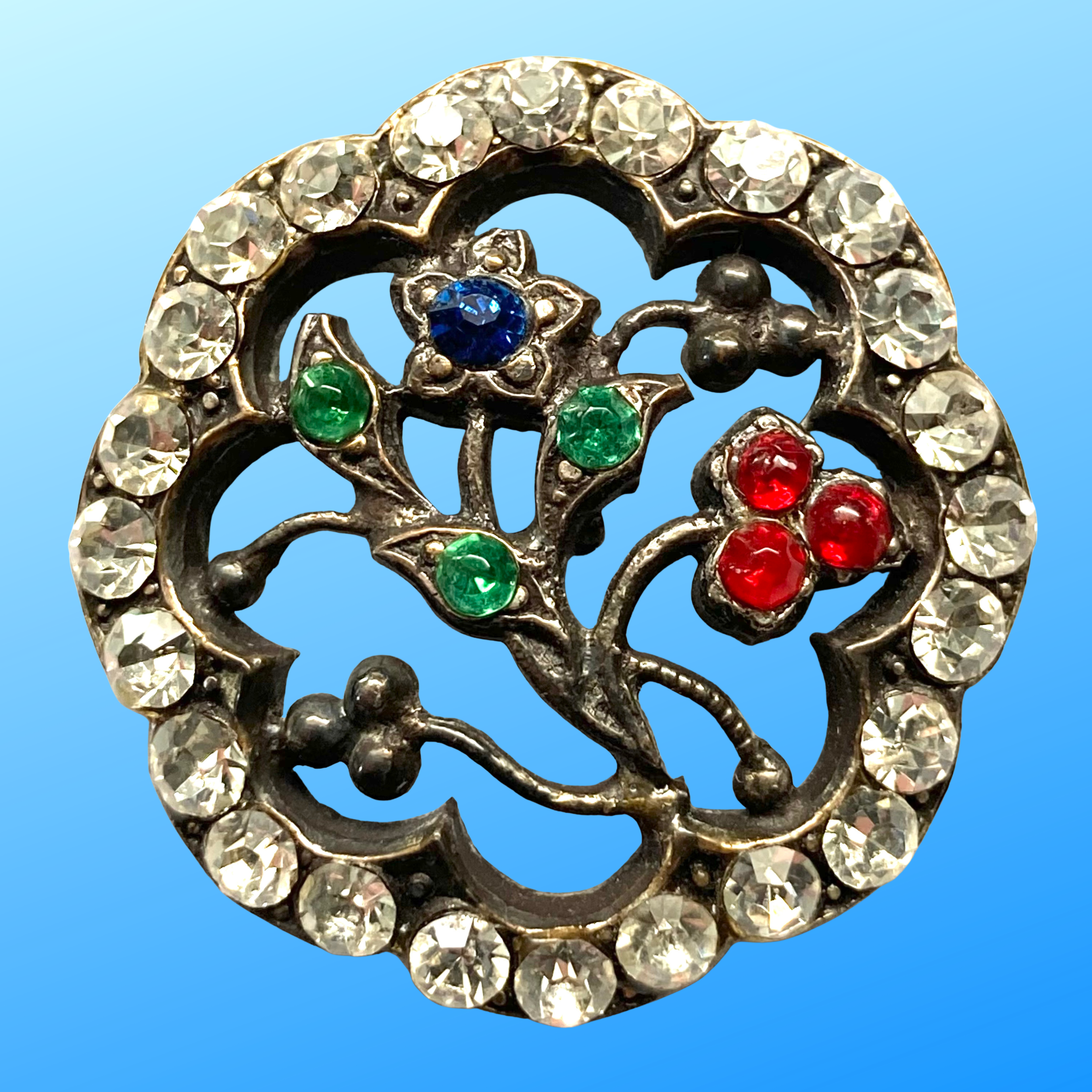 Medium Georgian Era Silver Flower Button with Pastes