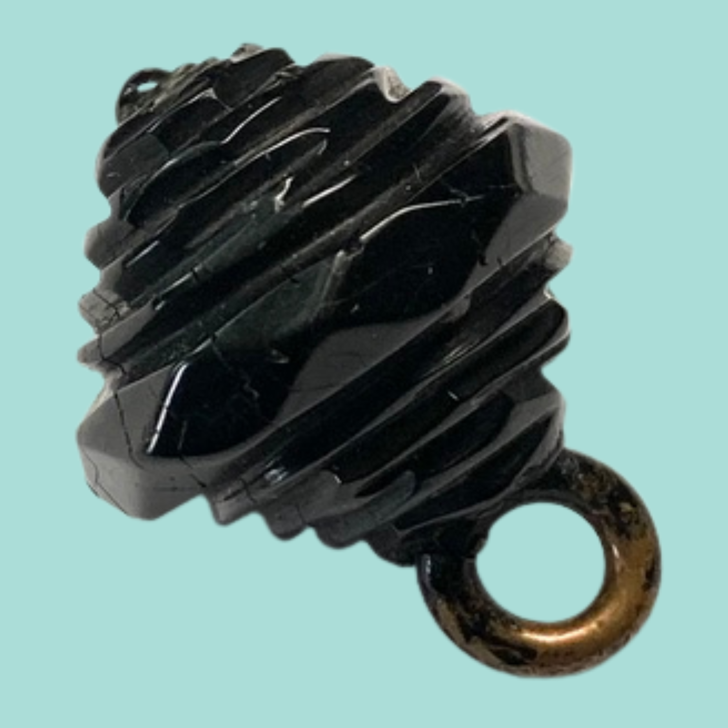 Medium Antique 100% Carved True Jet Button