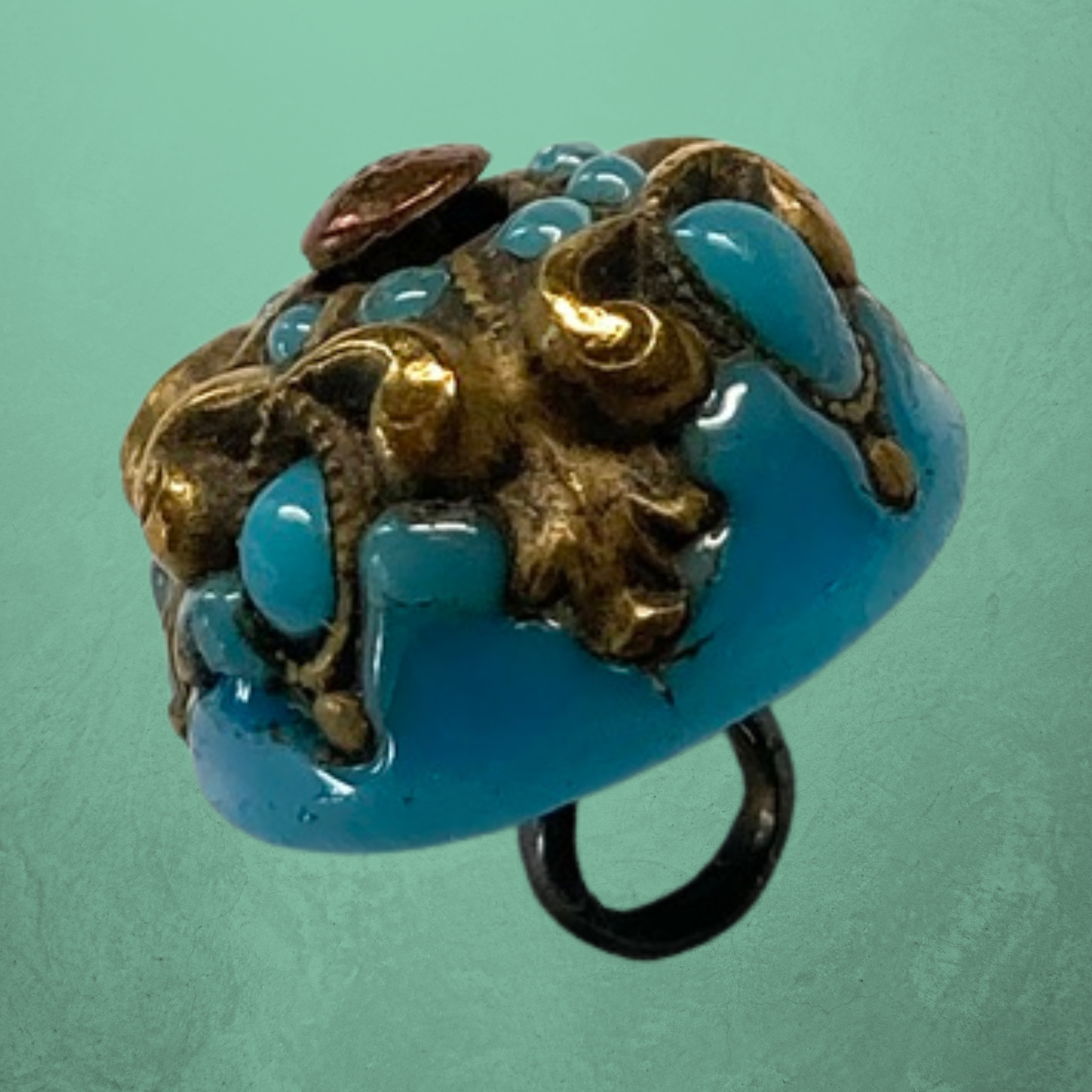 Small Extra Special & Scarce Metal Embedded Glass Pinshank