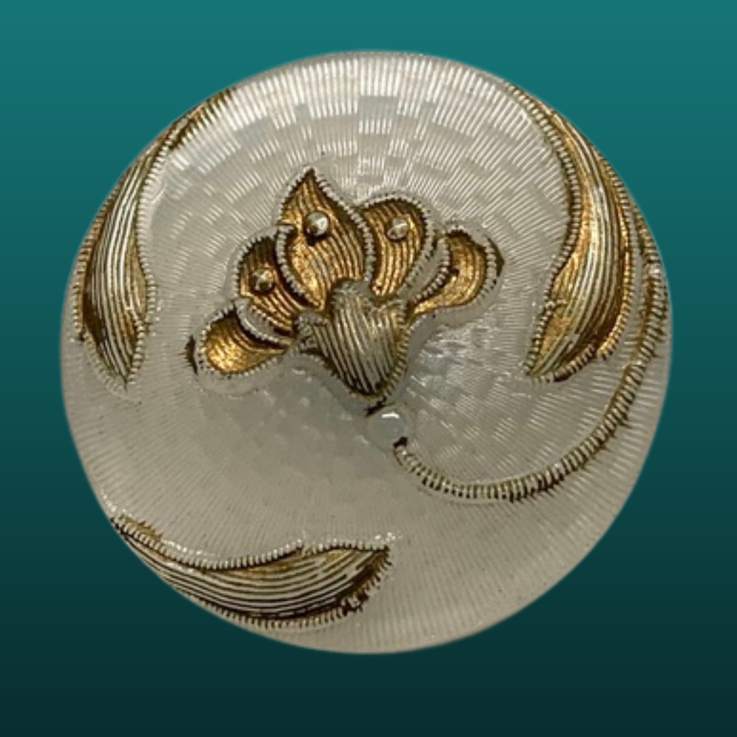 Medium Victorian Era Clambroth Glass Button w Art Nouveau Floral