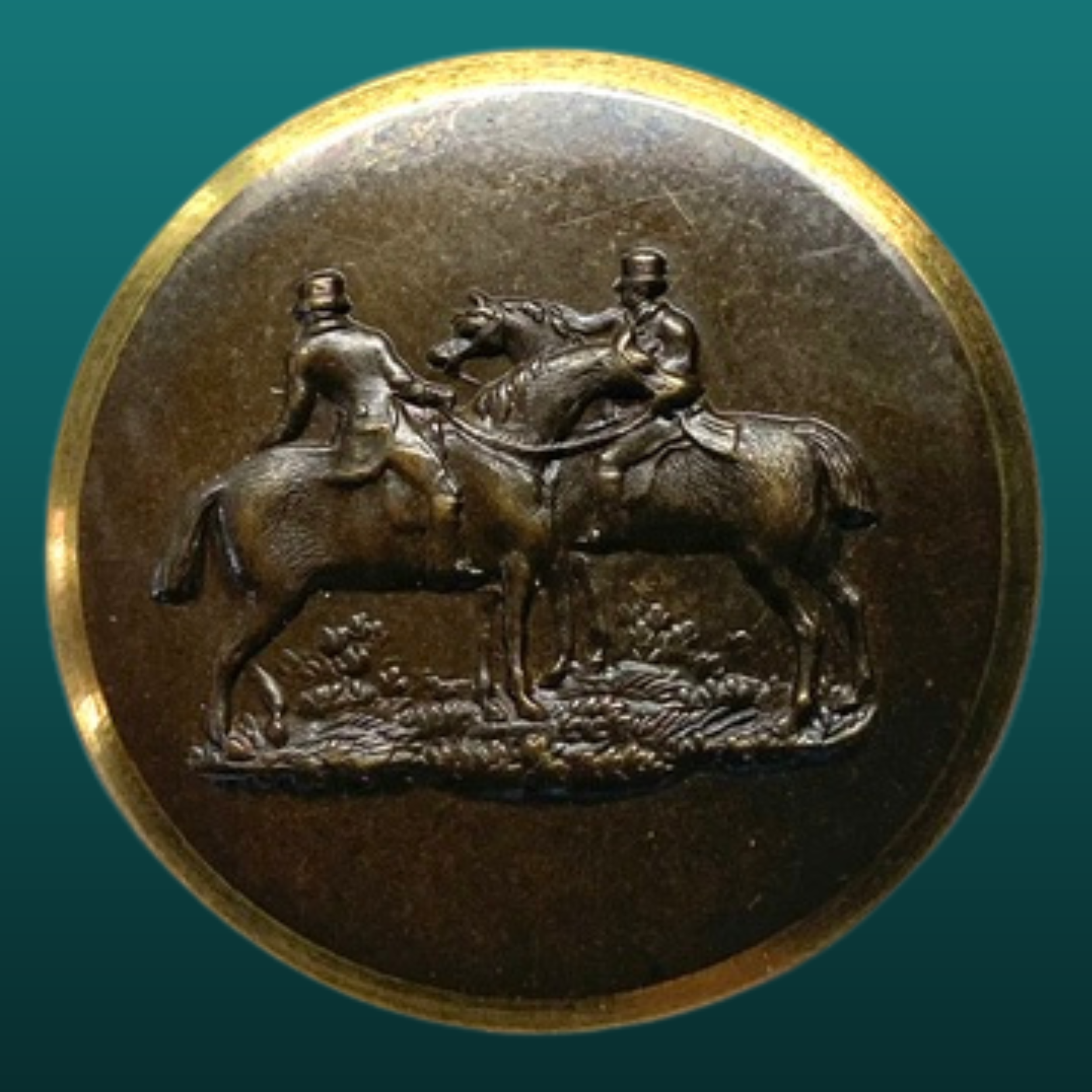 Medium 19th Century Sporting Buttons with Pair of Horses & Riders