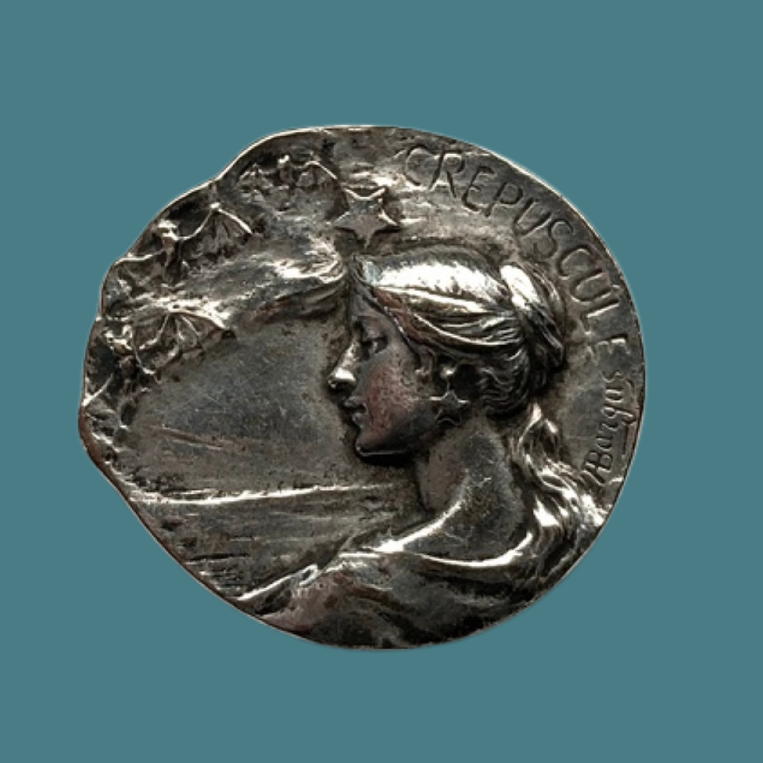 Medium Signed Bargas Metal Button with Bats 'Crepuscule'