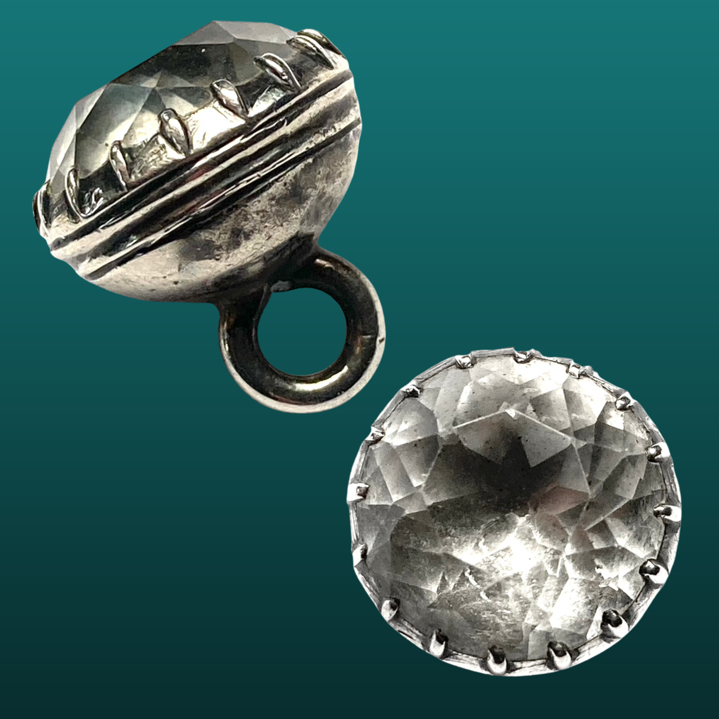 18th Century Silver with Faceted Paste Button