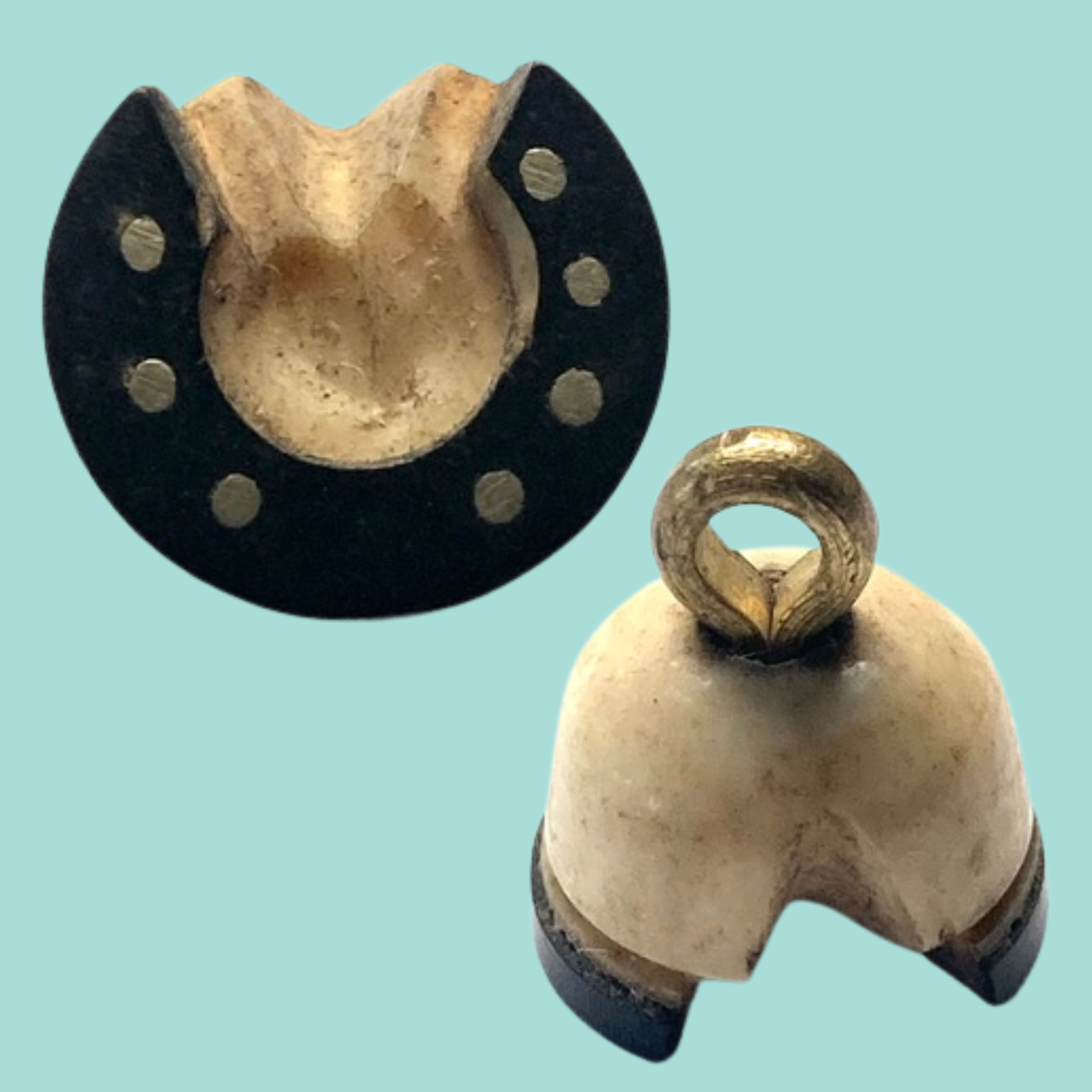 Small Unique Realistic Natural Material Hoof & Horseshoe Button