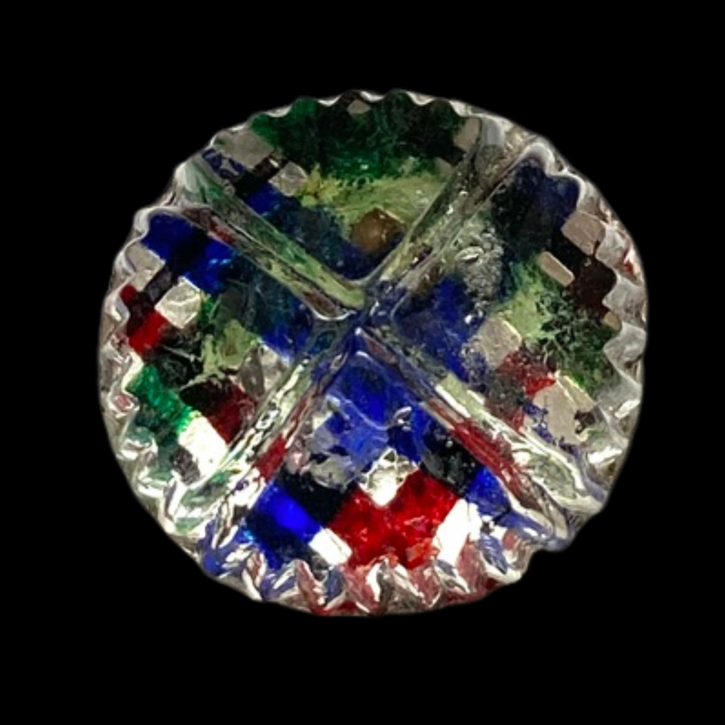 Small Molded Top Glass on Metal Kaleidoscope Button