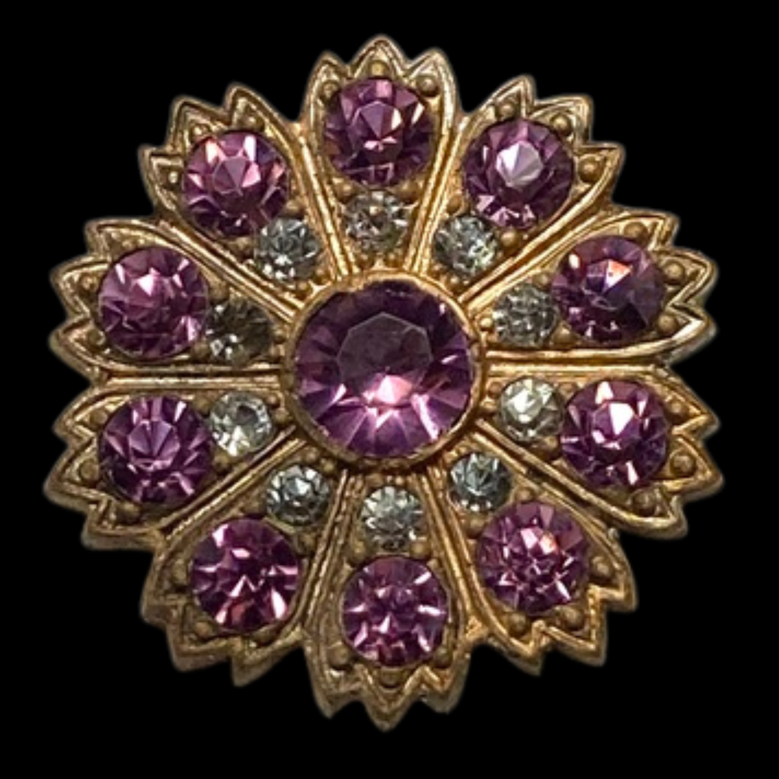 Medium High Quality Amethysts and Pastes in Metal Button