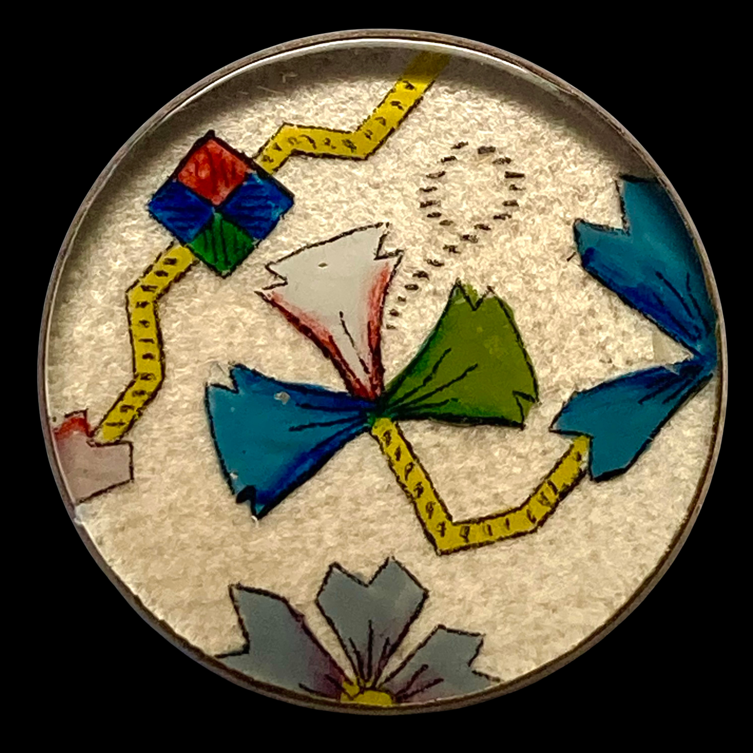 Special Reverse Painted Design under Glass in Metal Button