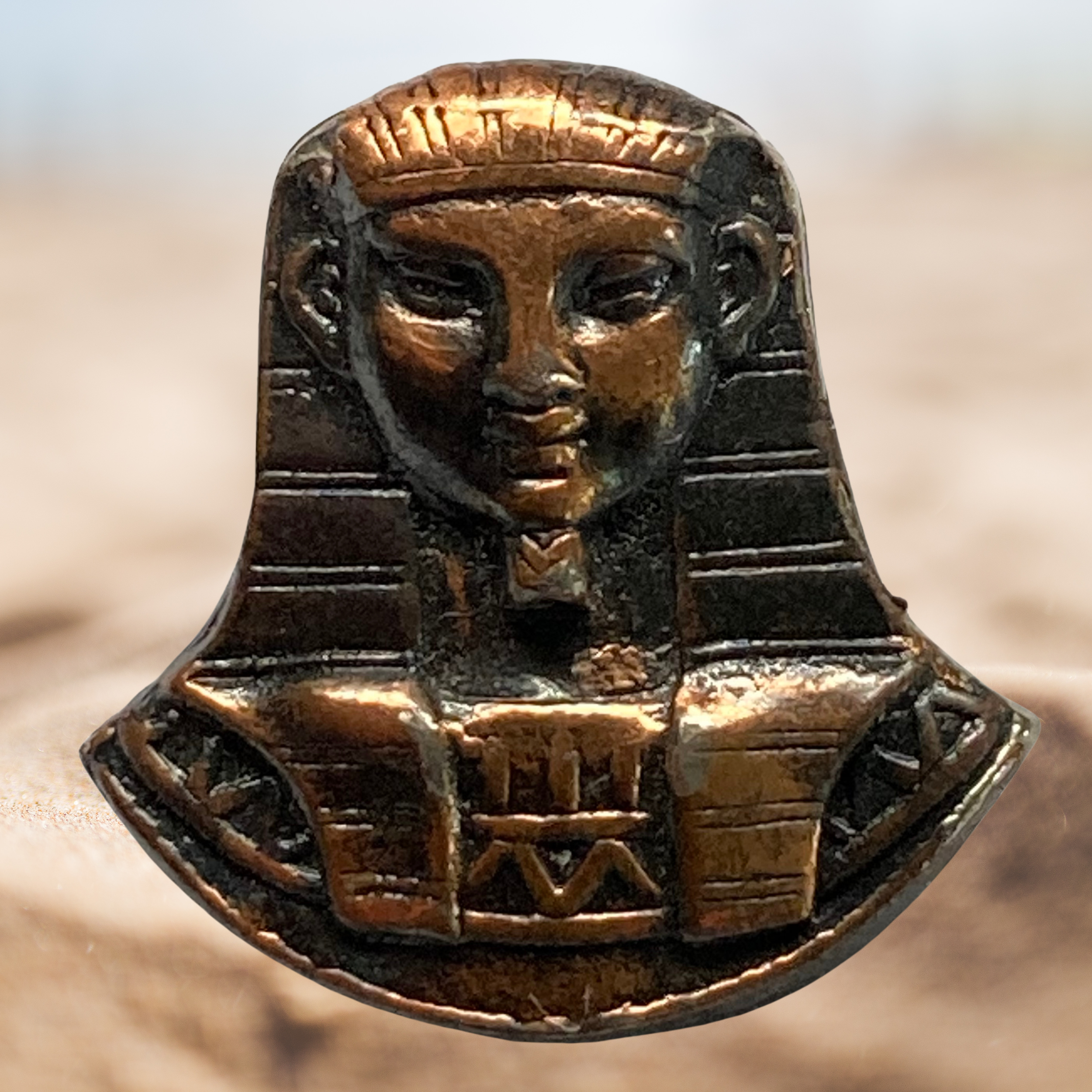 Small Antique Realistic Metal Egyptian Button
