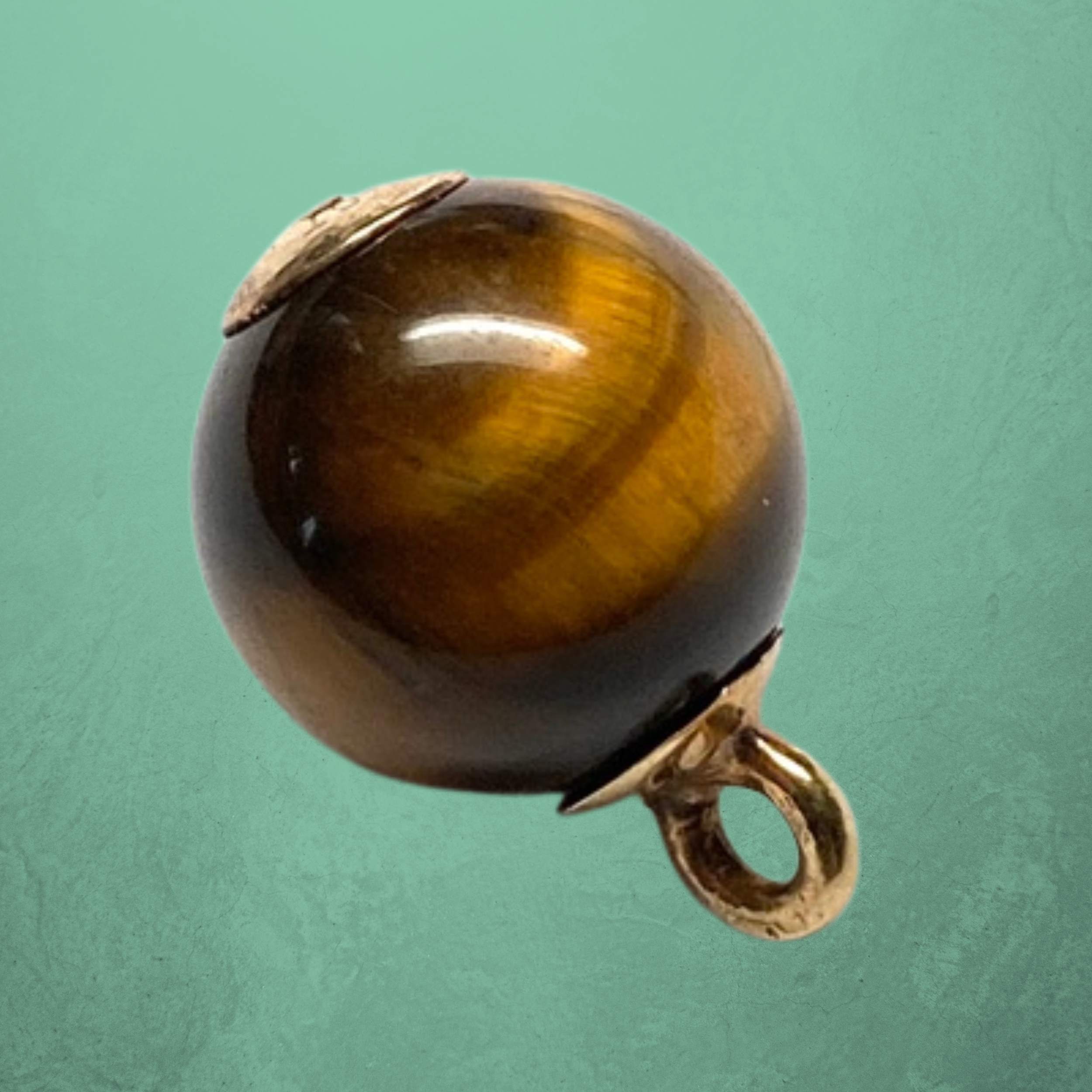 Small Antique Tiger Eye Waistcoat Ball Button with Pinshank