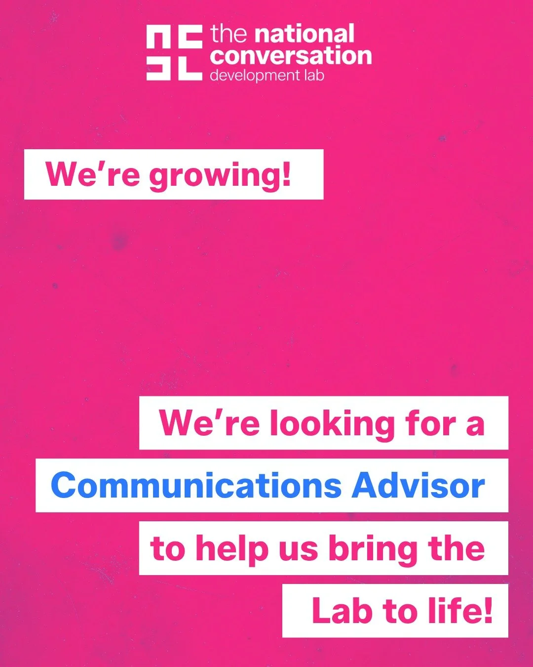 ✨ We're growing! ✨

We're looking for someone special to join the Foundations for Tomorrow team and help us bring the National Conversation Development Lab (our most ambitious project to date!) to life 🚀

This is a part-time, fully flexible, compens