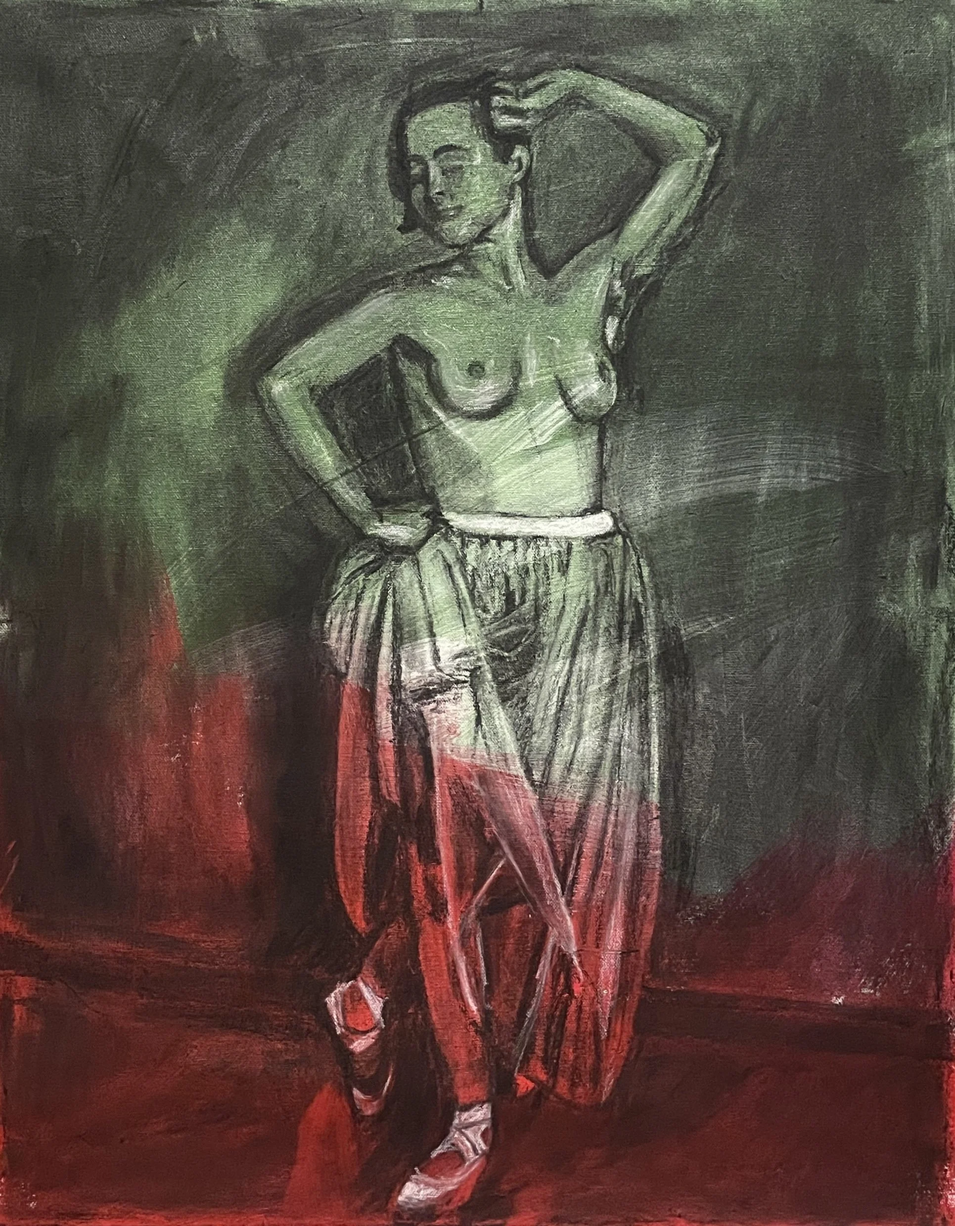 Red Light Green Light III
24x18"
Acrylic, charcoal, and conte crayon on canvas