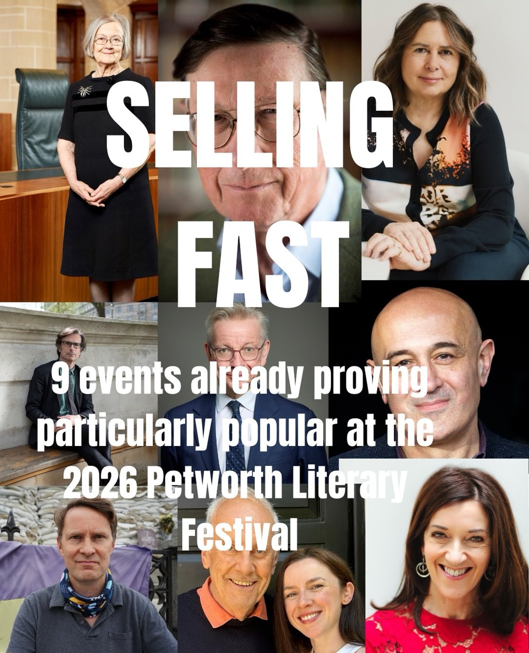 SELLING FAST 

Some events at this year&rsquo;s Petworth Literary Festival are already proving particularly popular.

Swipe through to see 9 events currently selling fast.

If there&rsquo;s one you&rsquo;ve had your eye on, now is a good time to book