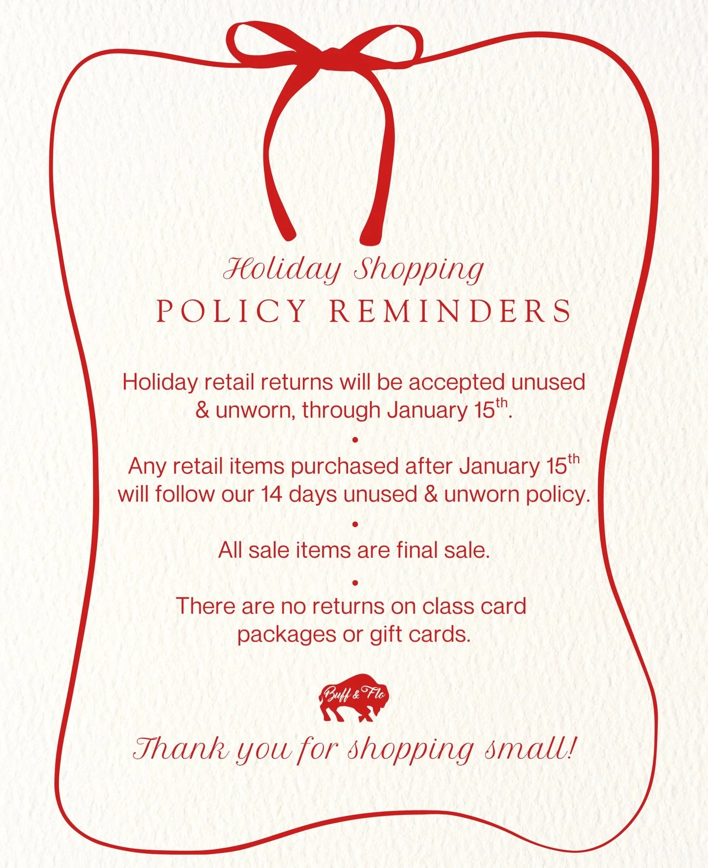 A few reminders as we head into this season of giving ❤️🎄
&bull;
&bull;
&bull;
Thank you for shopping small 🤍