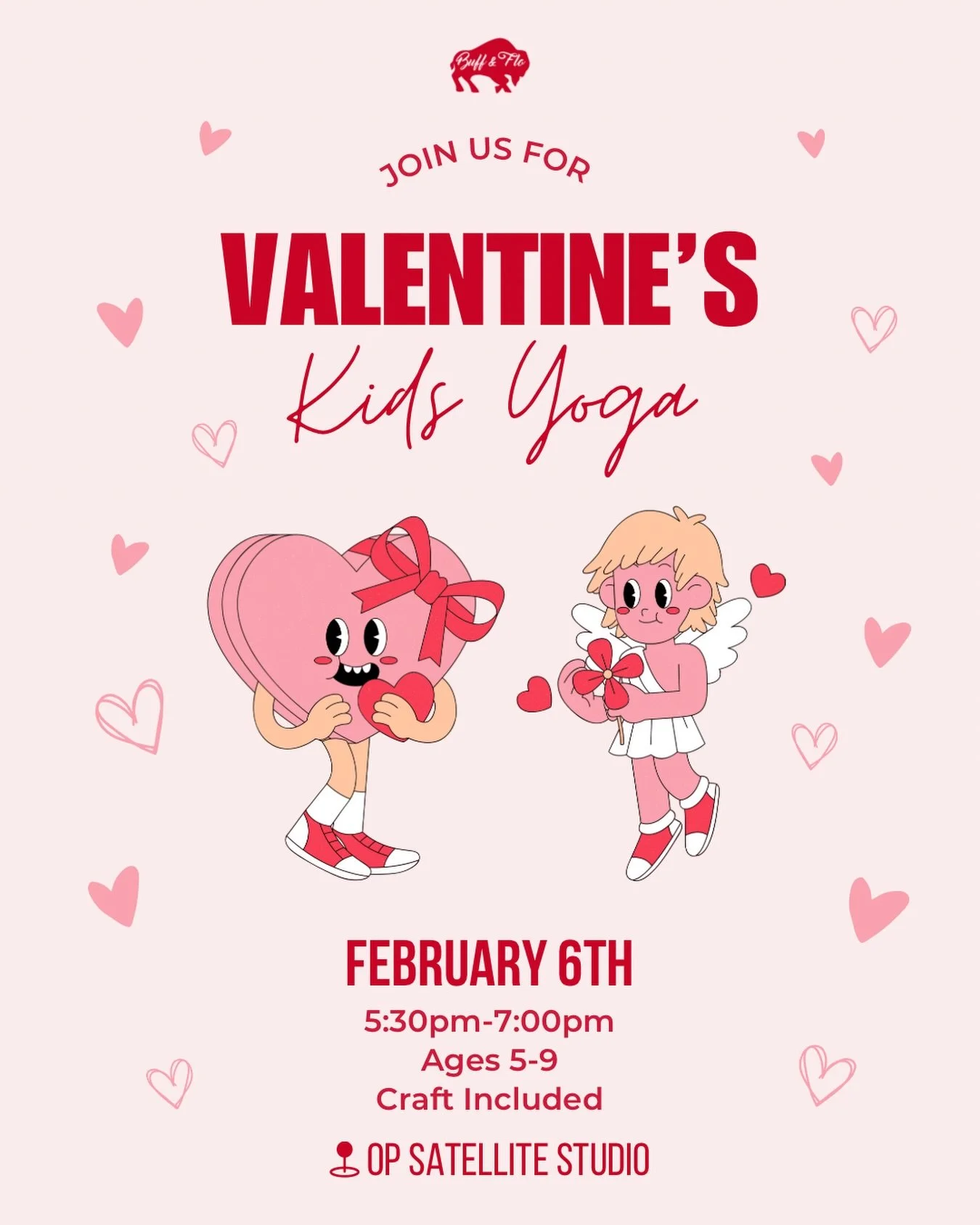 Join Miss Sarah @sarah_f_fitness for a special Valentines themed kids yoga class 💕 

Kids will enjoy mindful movement and tune in with their breath through fun yoga poses, games and a themed craft! Please bring a water bottle and a yoga mat if you h