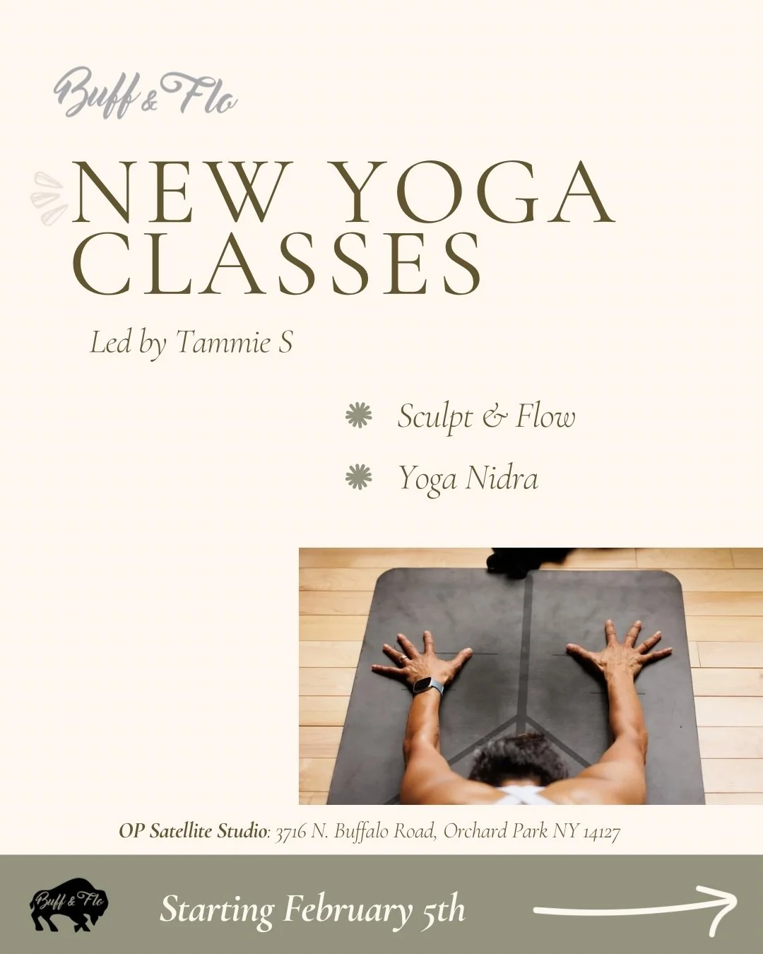✨ New Thursday Yoga Classes at Buff &amp; Flo ✨

We&rsquo;re excited to introduce 2 new yoga offerings led by Tammie Smeltz, launching Thursday, February 5th at our OP Satellite Studio 🧘&zwj;♀️

Sculpt &amp; Flow
Move, strengthen, and release in thi
