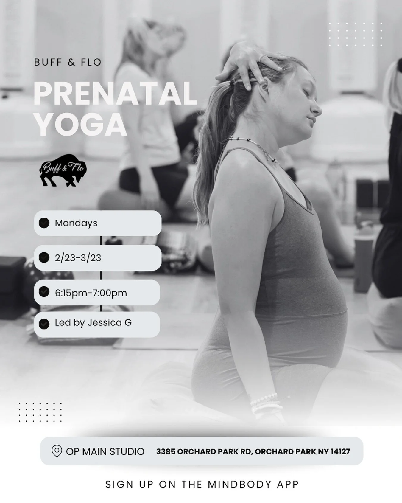 Join @jessica_glose and our prenatal community in this 45 minute class Monday evenings that moves to maintain and build a strong &amp; healthy body for pregnancy (&amp; after!) As a doula &amp; mama, Jessica&rsquo;s knowledge and experiences with yog
