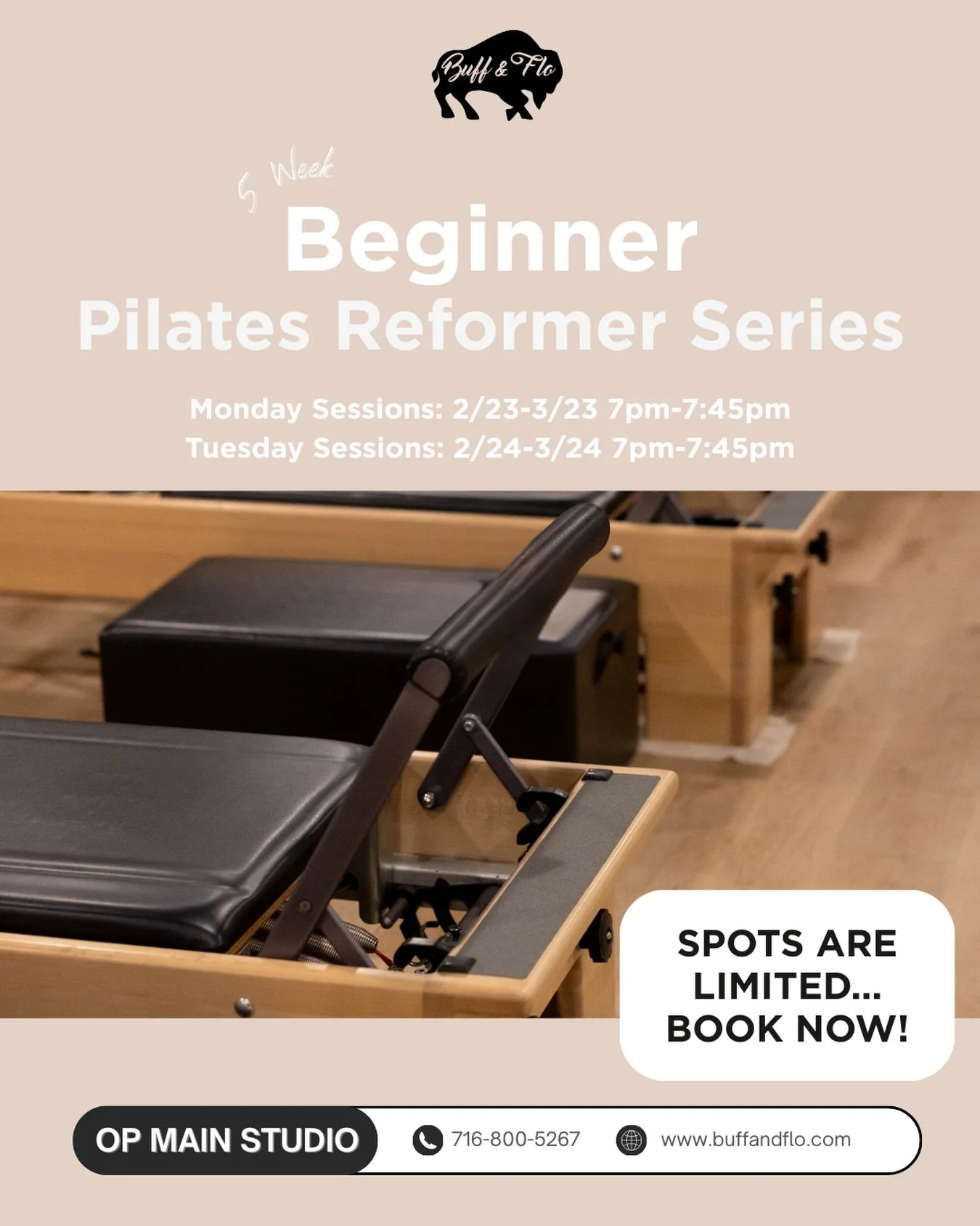 Sign ups are live for our next beginner Pilates reformer series and spots will fill FAST!✨ 

This is a 5 week series taught consecutively, where each class builds upon the exercises learned in the previous class. Learn the foundational movements of P