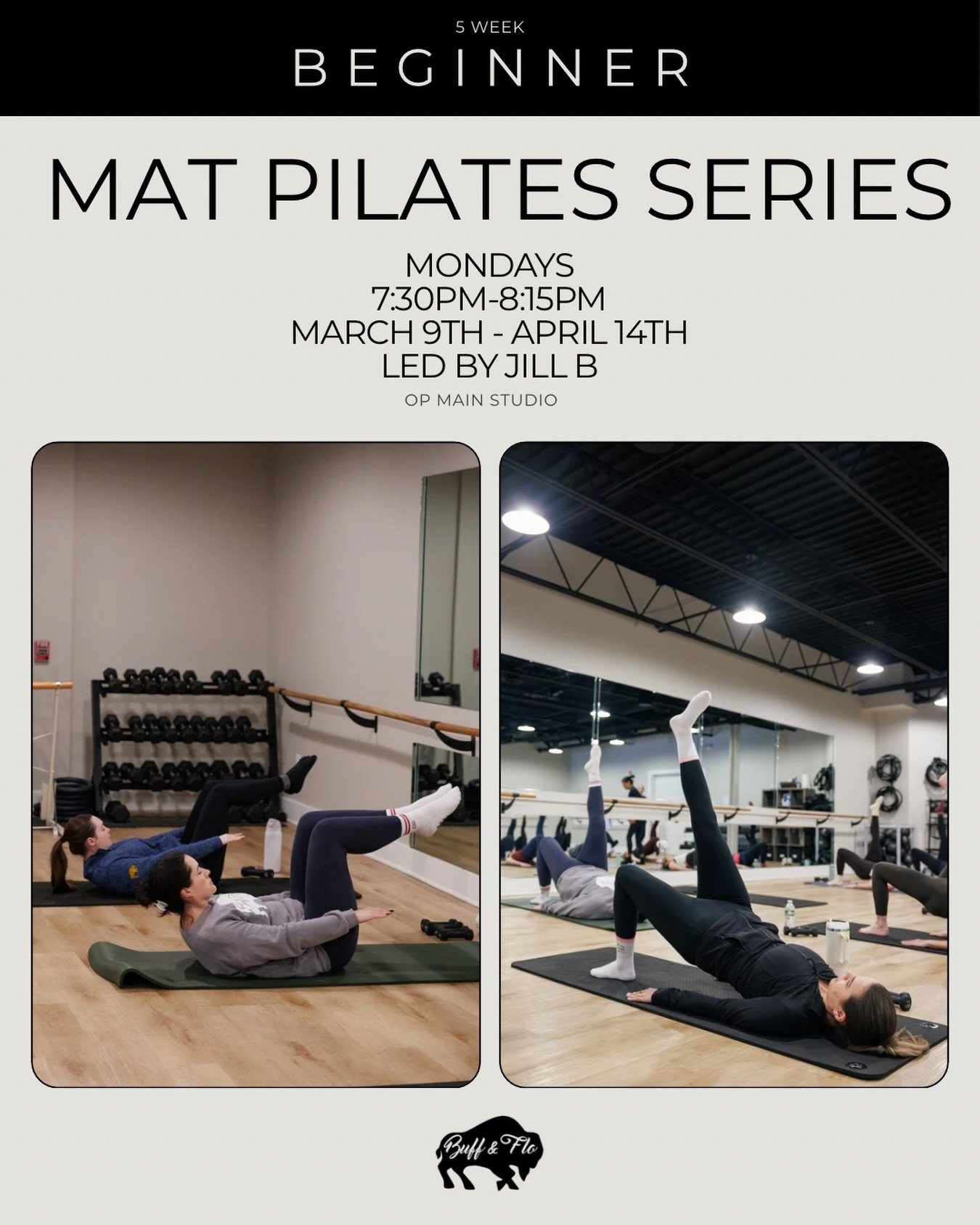 Beginner Mat Pilates Series ✨ 

Interested in trying out Mat Pilates but not sure where to start? You&rsquo;re in luck! Join @jillb.smith for a 5 week Beginner Mat Pilates series starting March 9th. (No class 4/7) 

You will learn the fundamentals of