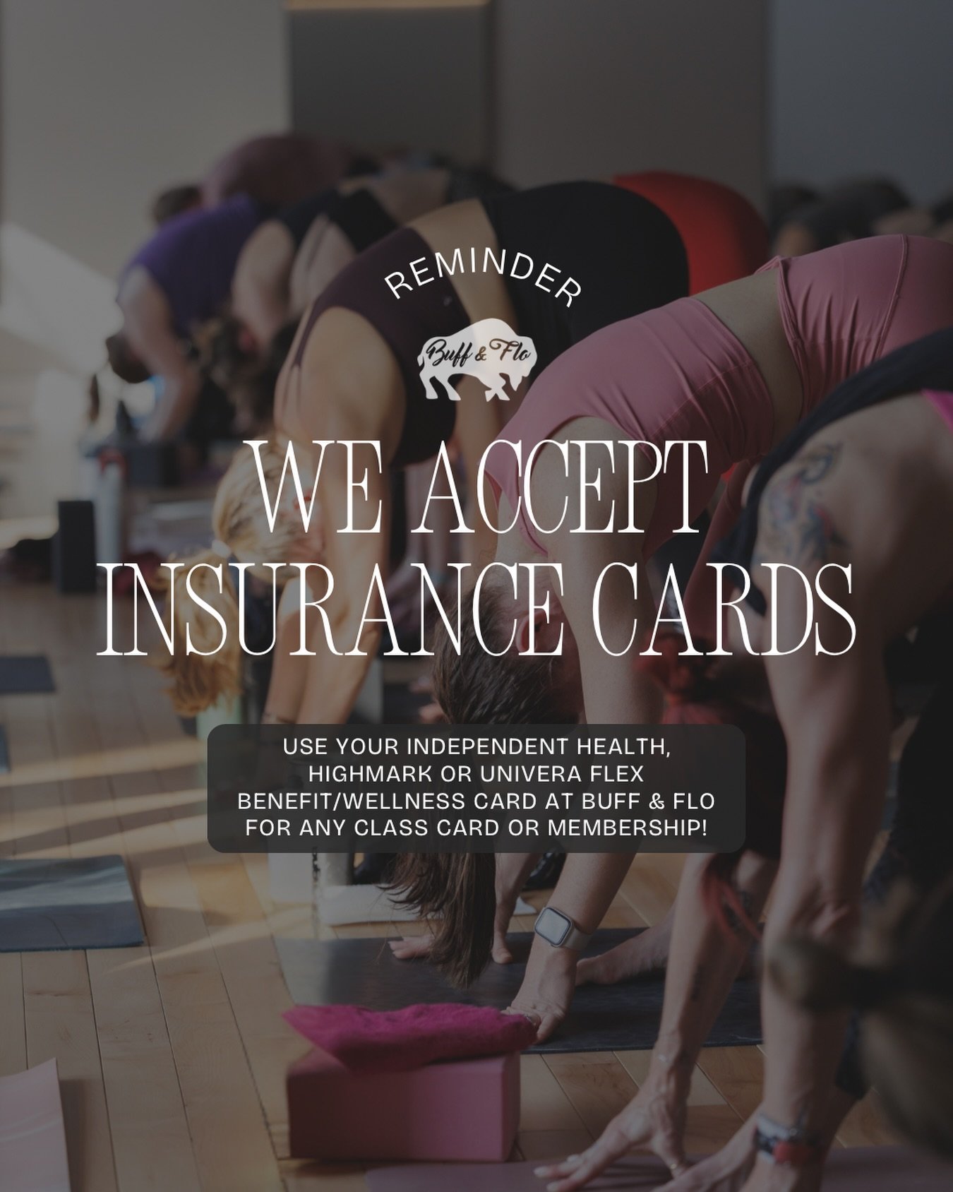 Reminder that we accept Wellness Cards at Buff &amp; Flo for all your membership and class cards purchases! Use your Highmark, Univera or Independent Health HSA/FSA and flex spending cards in studio or over the phone to make your purchase! Don&rsquo;