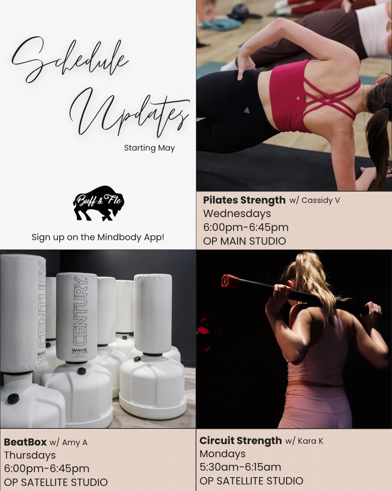 ✨NEW✨additions to our schedule dropping in May!! 

Sign ups are live on the MindBody App and our website, book your spot now!