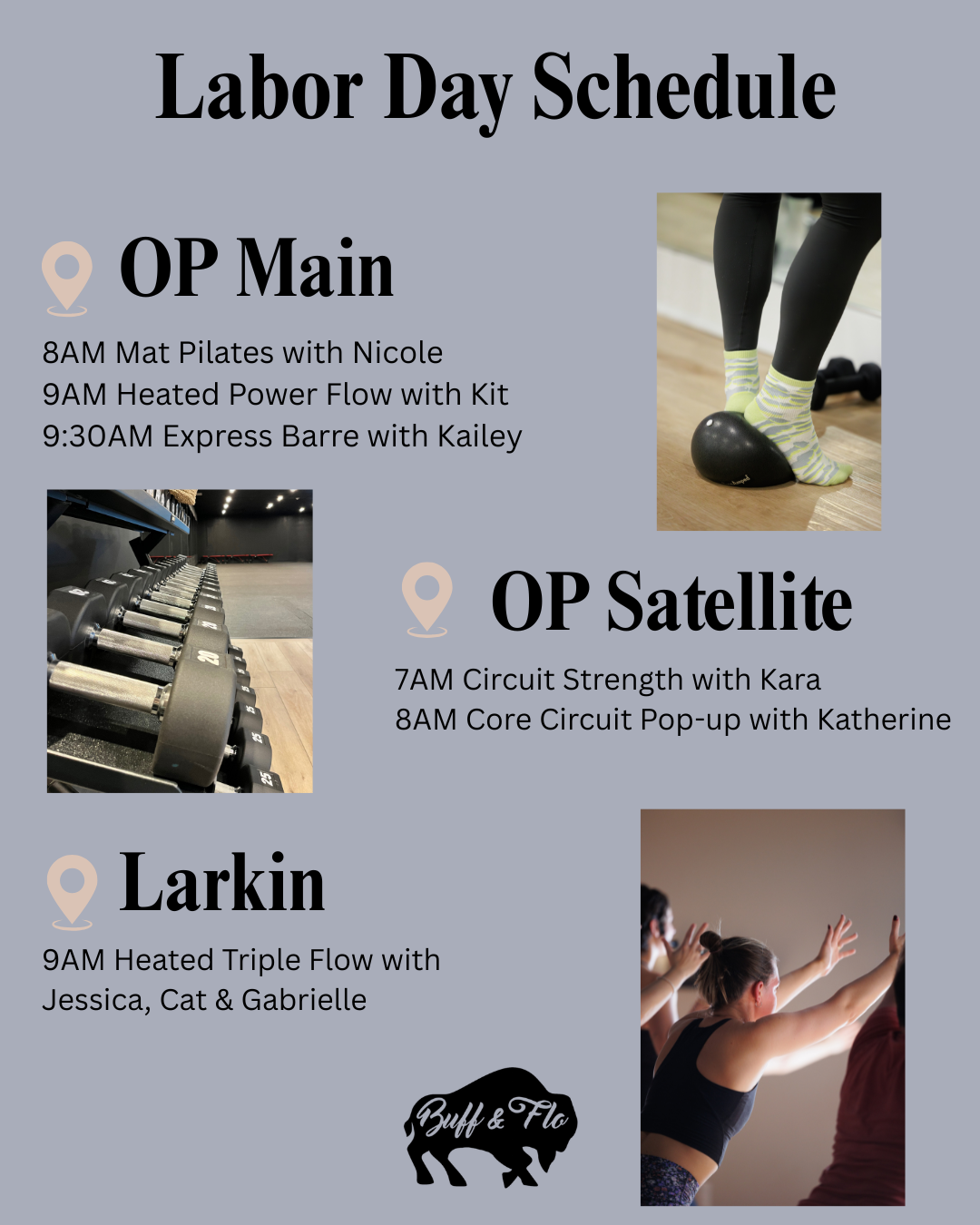 Labor Day Class Schedule 