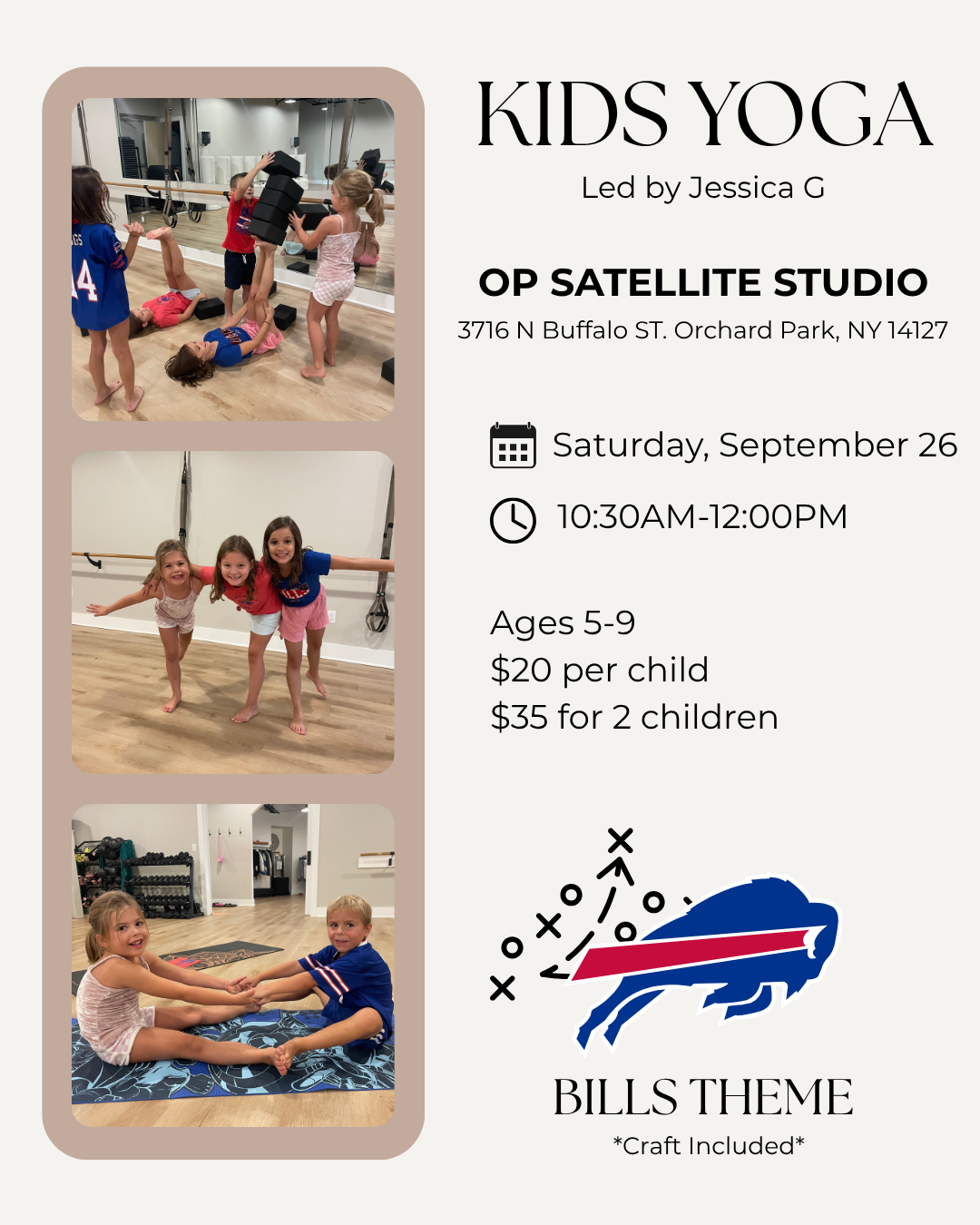 Buffalo Bills Kids Yoga at OP Satellite