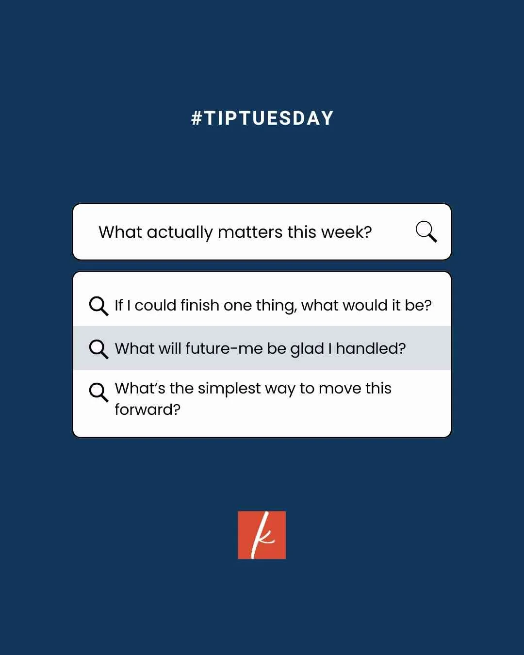 When everything feels equally important, and you can&rsquo;t pick a direction, that&rsquo;s a sign to slow down and ask yourself one question.

&ldquo;What actually matters this week?&rdquo;

Not what could be done. Not what everyone else wants. What