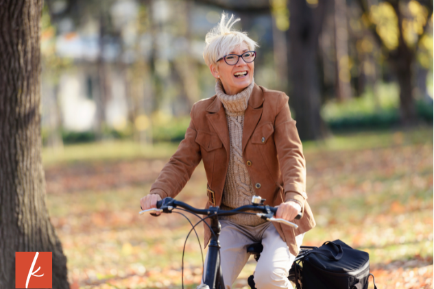 woman riding her bike