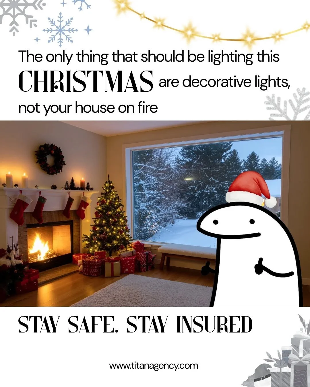 Holiday cheer should come from twinkling lights and warm memories, not emergency sirens. Be smart with candles, cords, and cooking this season. Stay safe, stay insured.

Original music by @bskills973
#titanagency #holidayseason #homeinsurance #funny 