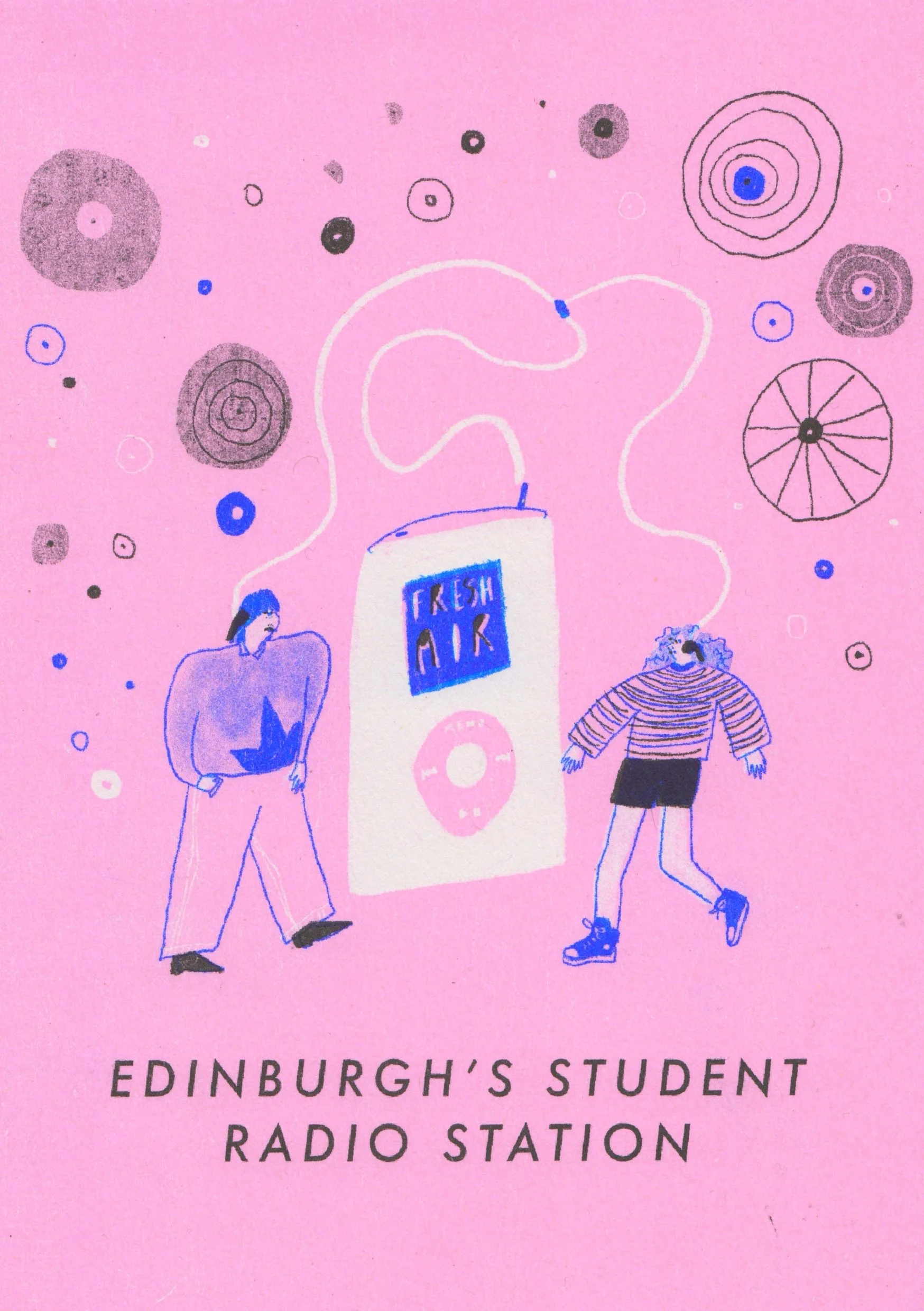 Risoprinted Illustration for Freshair Radio
