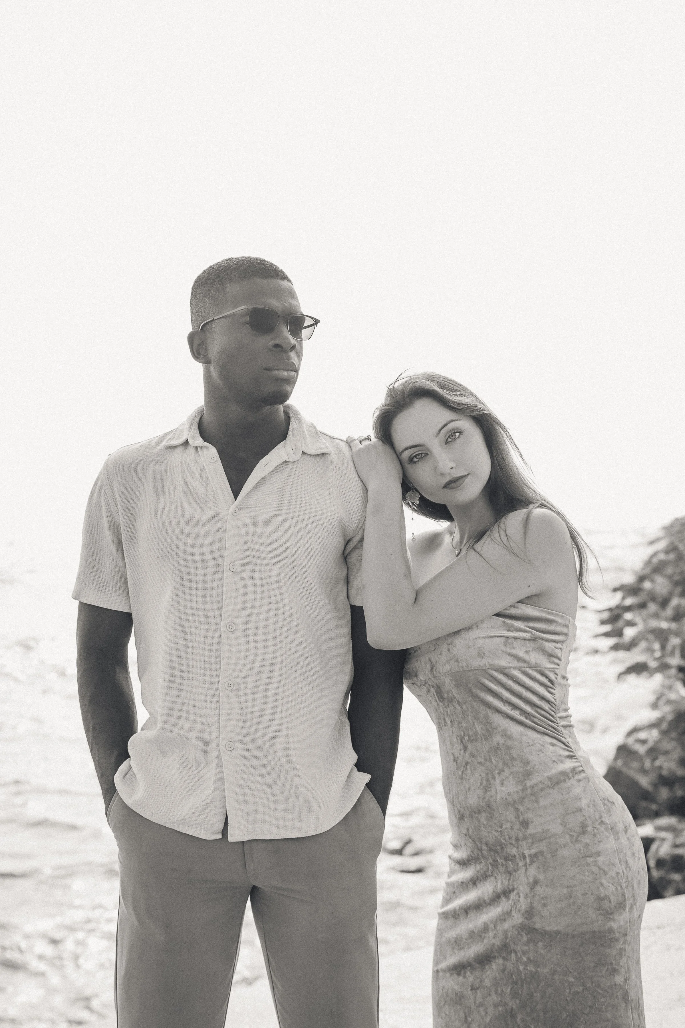 black and white editorial couple portrait outdoor