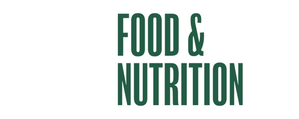 Text in dark green reads 'FOOD & NUTRITION' on a white background.