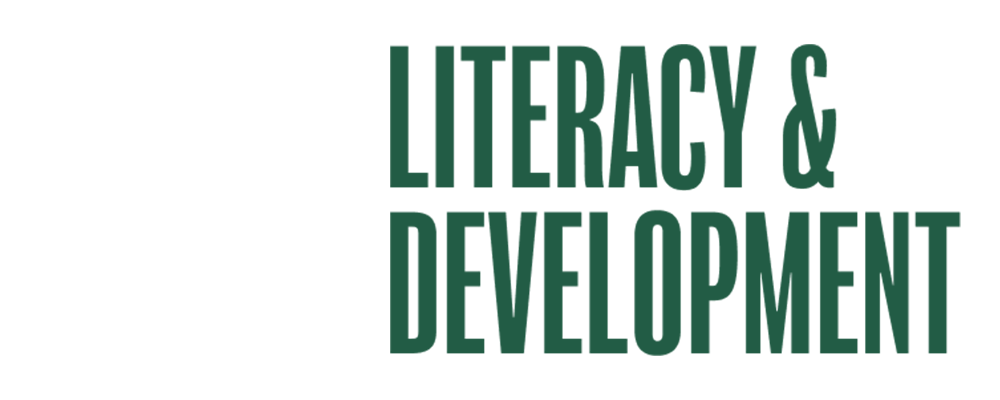 The words 'Literacy & Development' in large green letters.