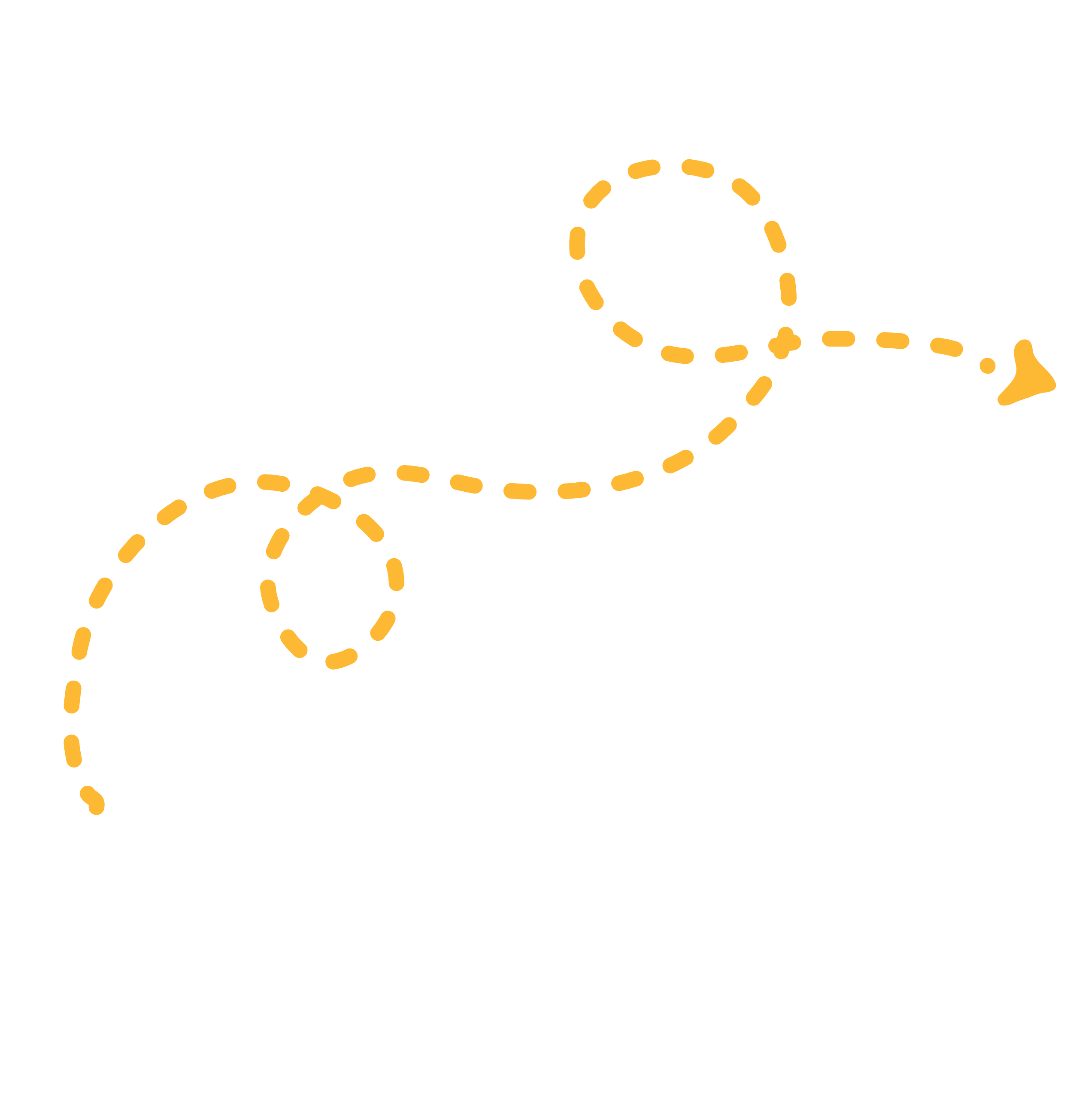 Illustration of a sailing boat with a dotted yellow path showing movement on water.