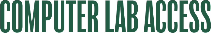 Text reading 'COMPUTER LAB ACCESS' in bold green letters.