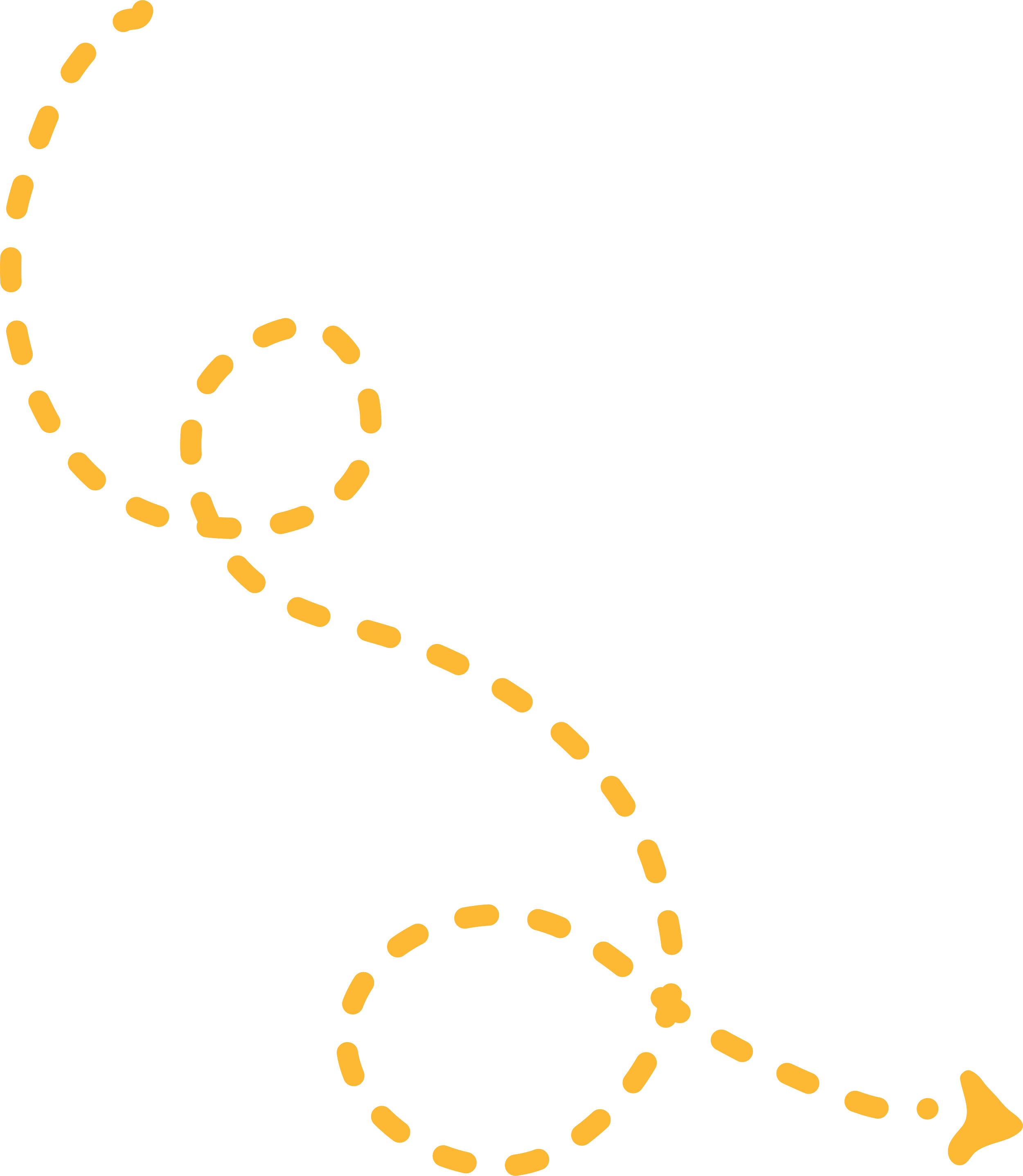 Black background with dashed yellow lines forming a winding, dotted path.