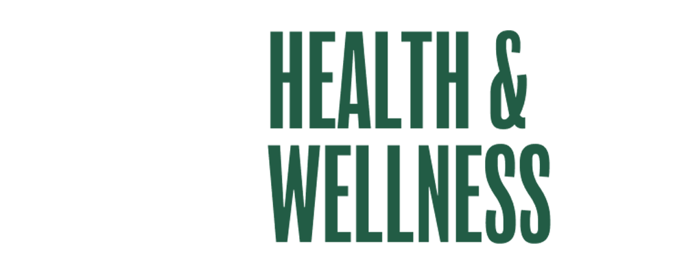 Text reading 'online health & wellness' with a black background