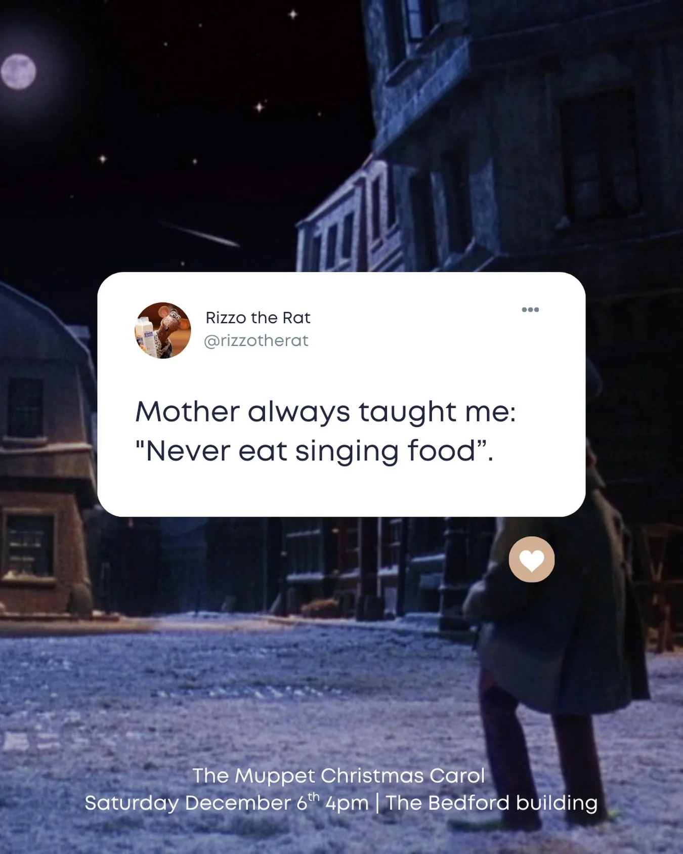 RIZZO THE RATZ and his words of wisdom. THE MUPPET CHRISTMAS CAROL this Saturday December 6th at the Bedford building. Movie starts at 4pm. Bring the family and enjoy a Christmas classic with us at the Hamilton Community Cinema.

Want to volunteer? W