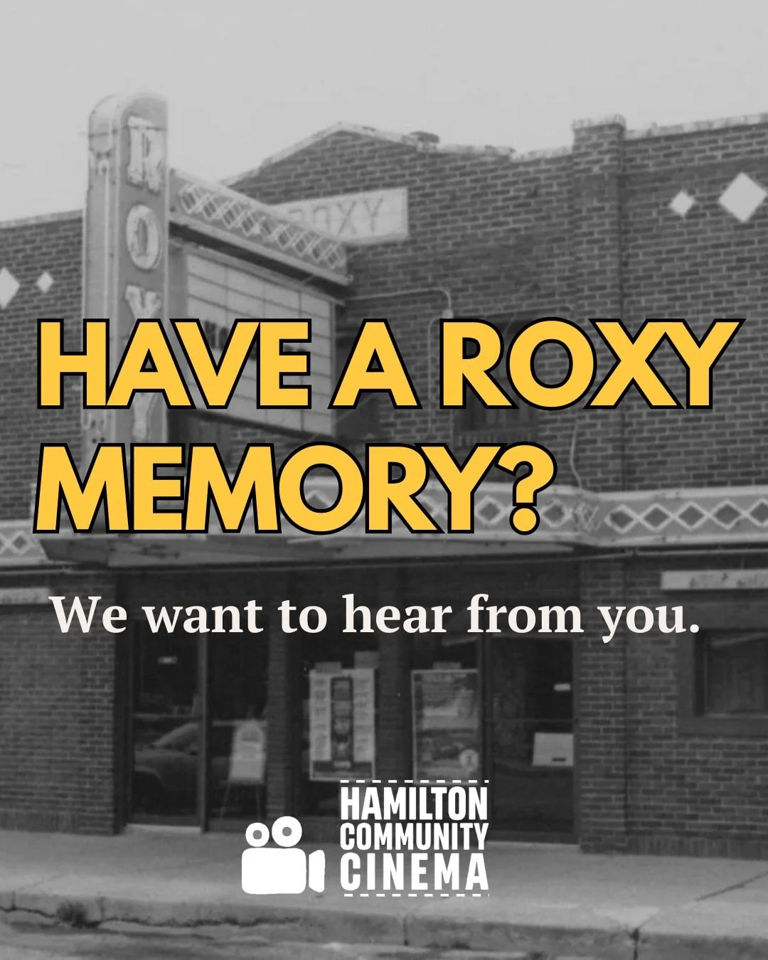 Have a Roxy Memory? We want to hear from you! We are conducting video interviews to share your story, and why this project is important to you and our town. 

We will schedule a time to meet and hear your story!

If you don't want to be on camera, yo