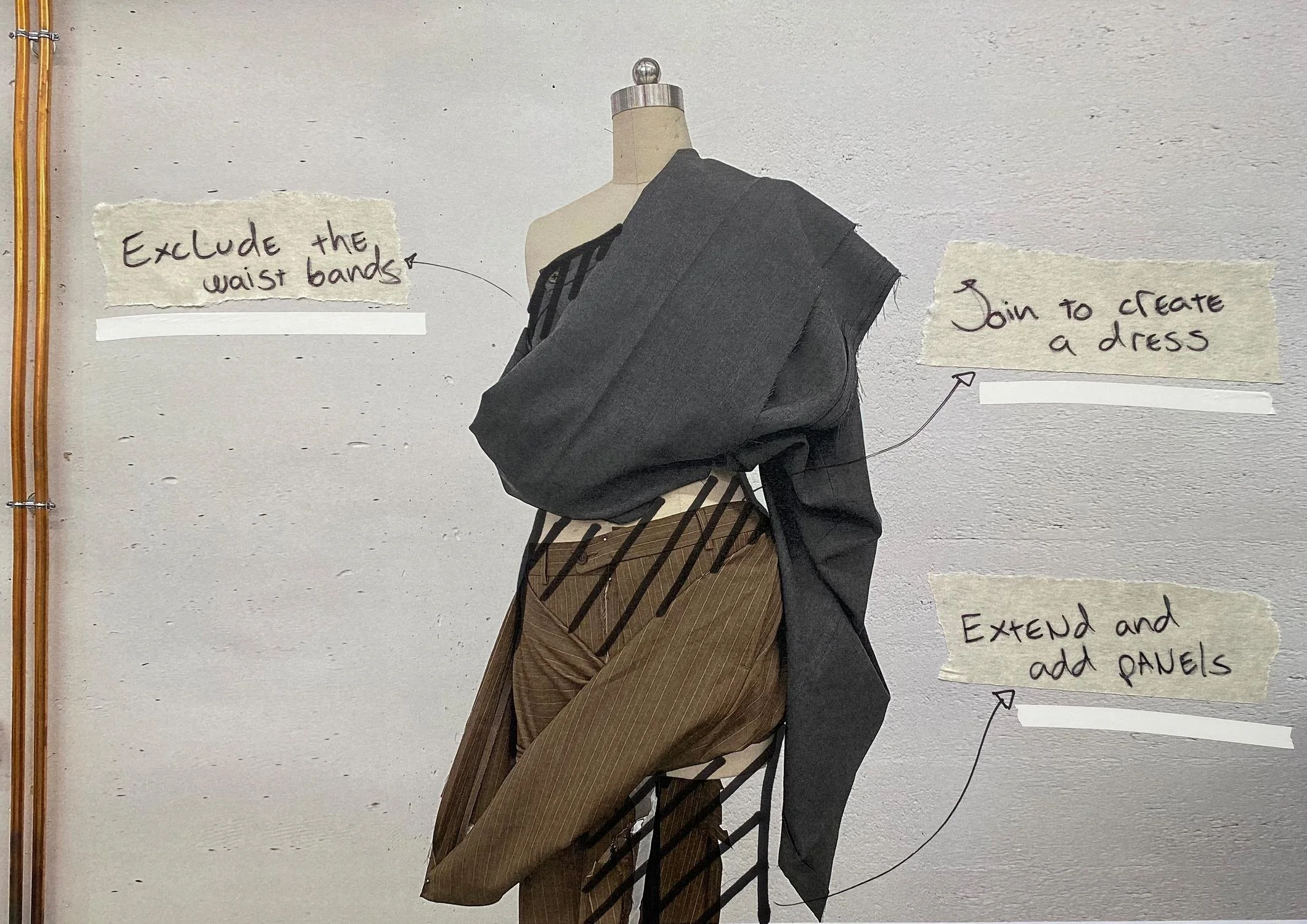 Fashion product development including pattern making and fittings