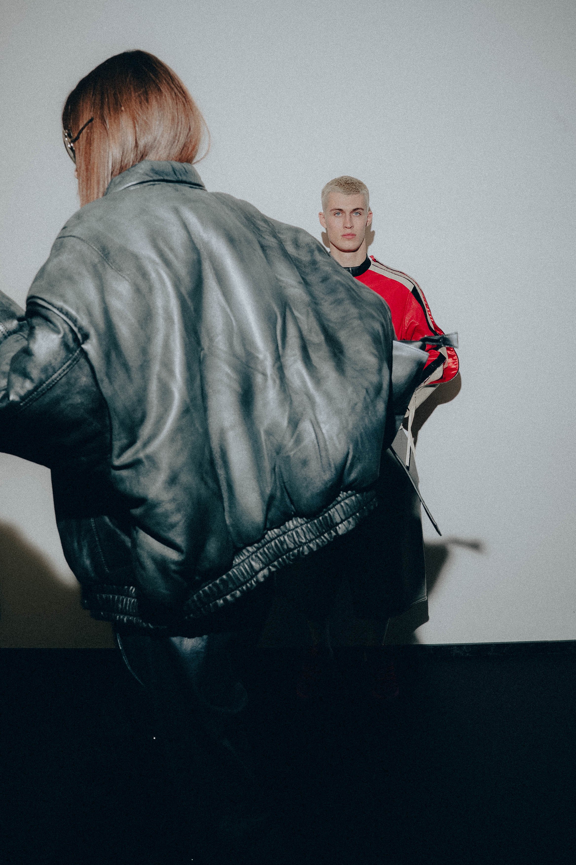 Garment detail illustrating material choice and construction decisions within the collection