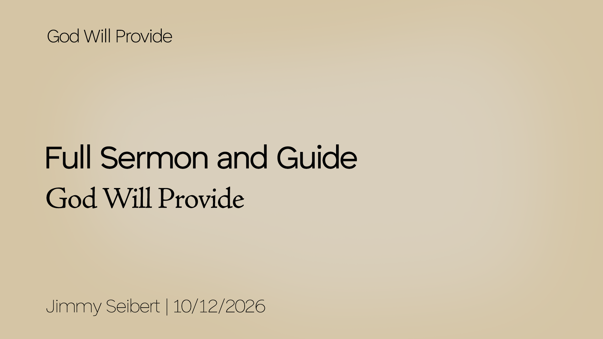 God Will Provide